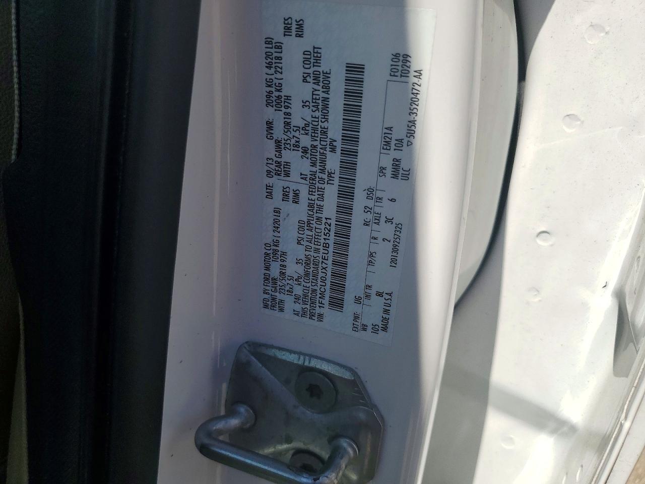 2014 Ford Escape Titanium Белый vin: 1FMCU0JX7EUB15221