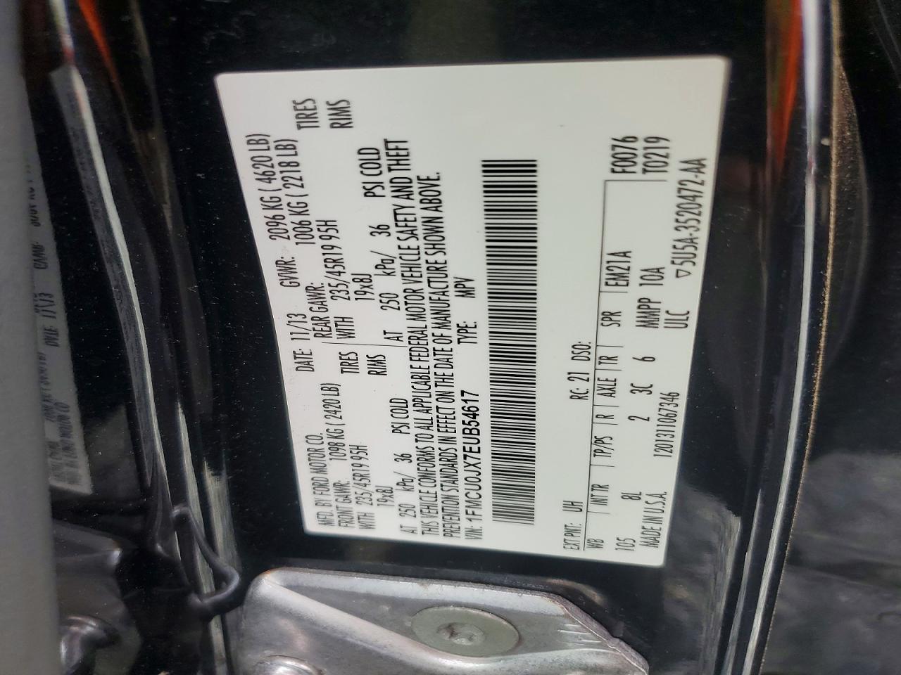 2014 Ford Escape Titanium Black vin: 1FMCU0JX7EUB54617