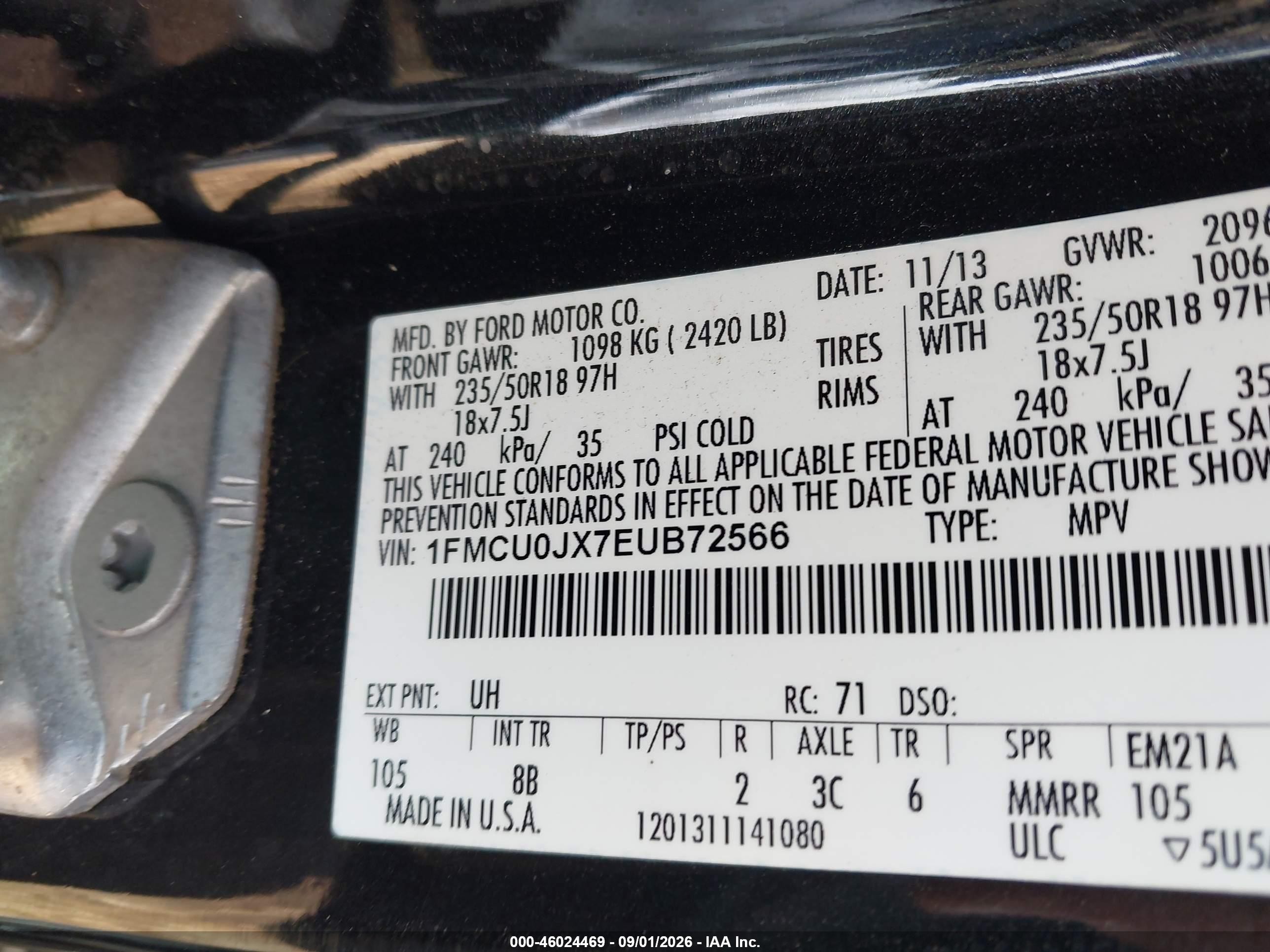2014 Ford Escape Titanium Black vin: 1FMCU0JX7EUB72566