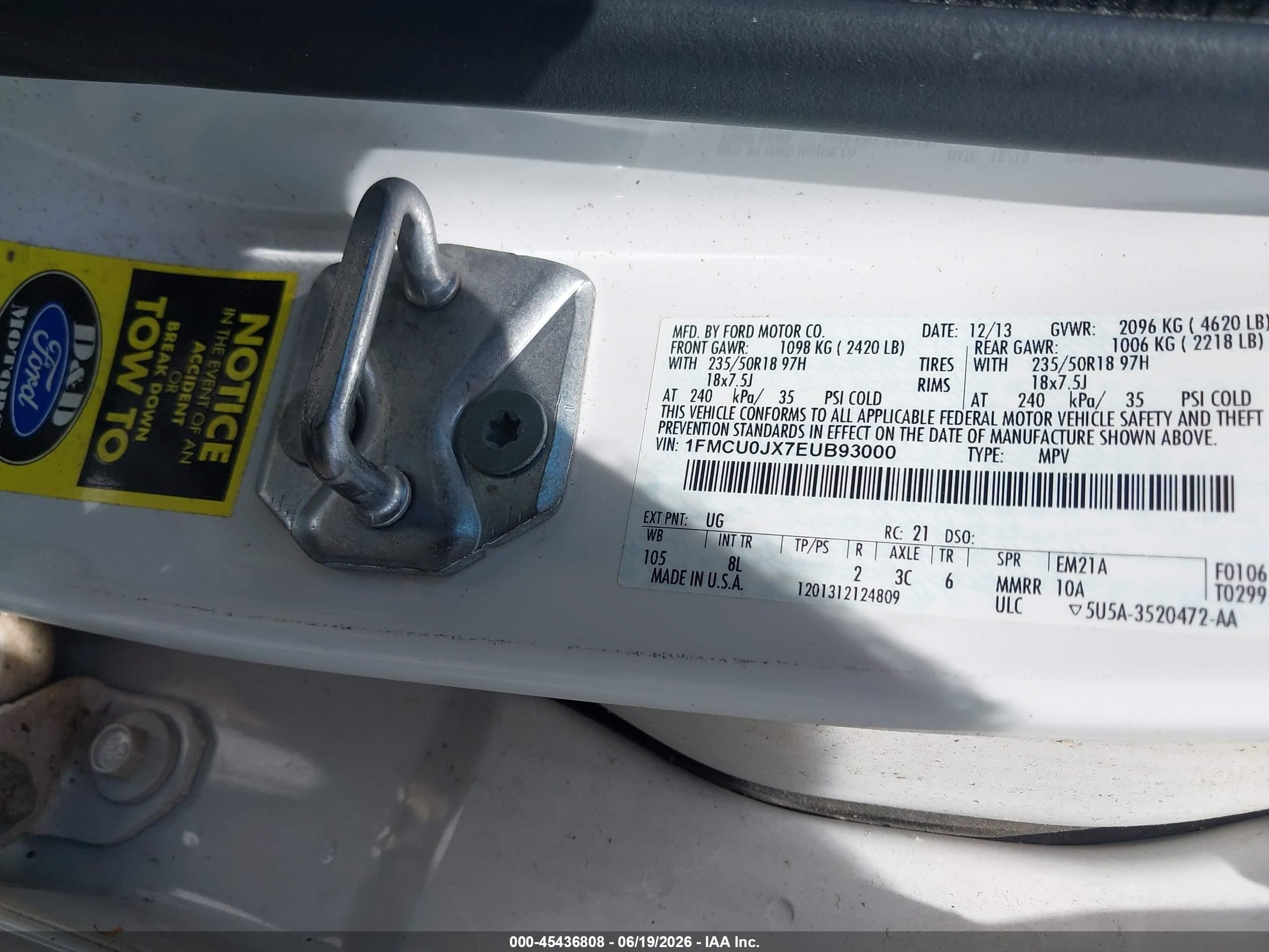 2014 Ford Escape Titanium White vin: 1FMCU0JX7EUB93000