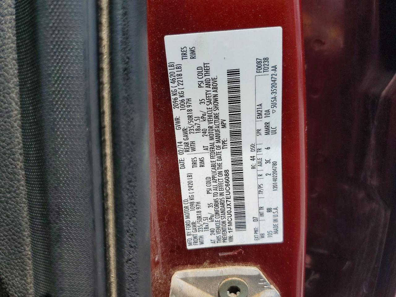 2014 Ford Escape Titanium Red vin: 1FMCU0JX7EUC66088