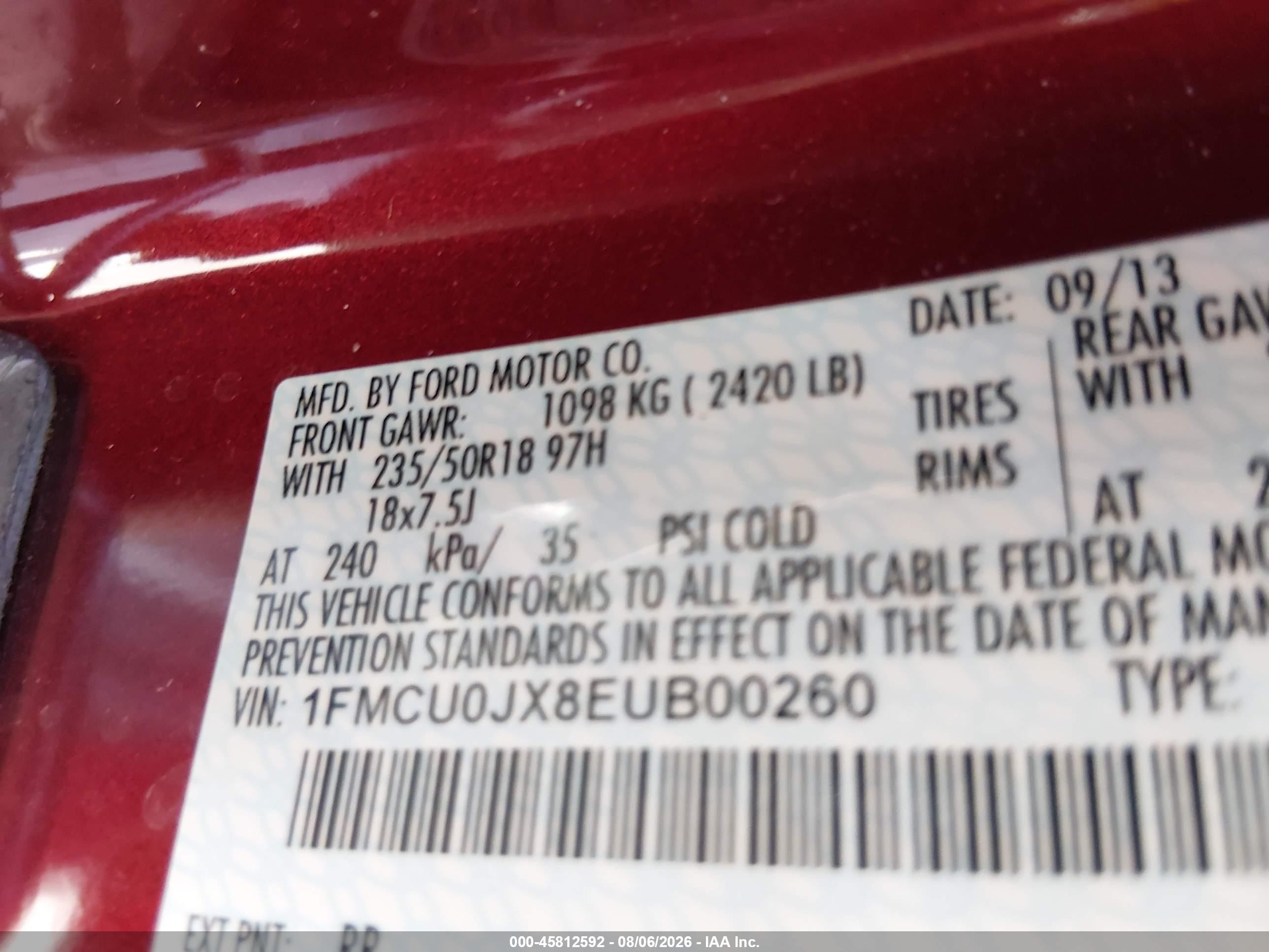2014 Ford Escape Titanium Red vin: 1FMCU0JX8EUB00260