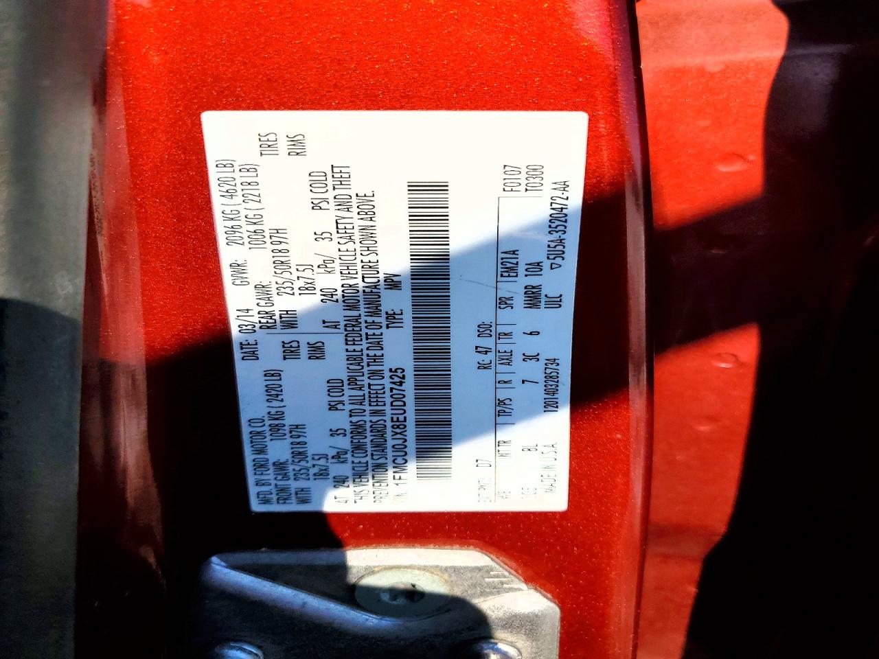 2014 Ford Escape Titanium Оранжевый vin: 1FMCU0JX8EUD07425