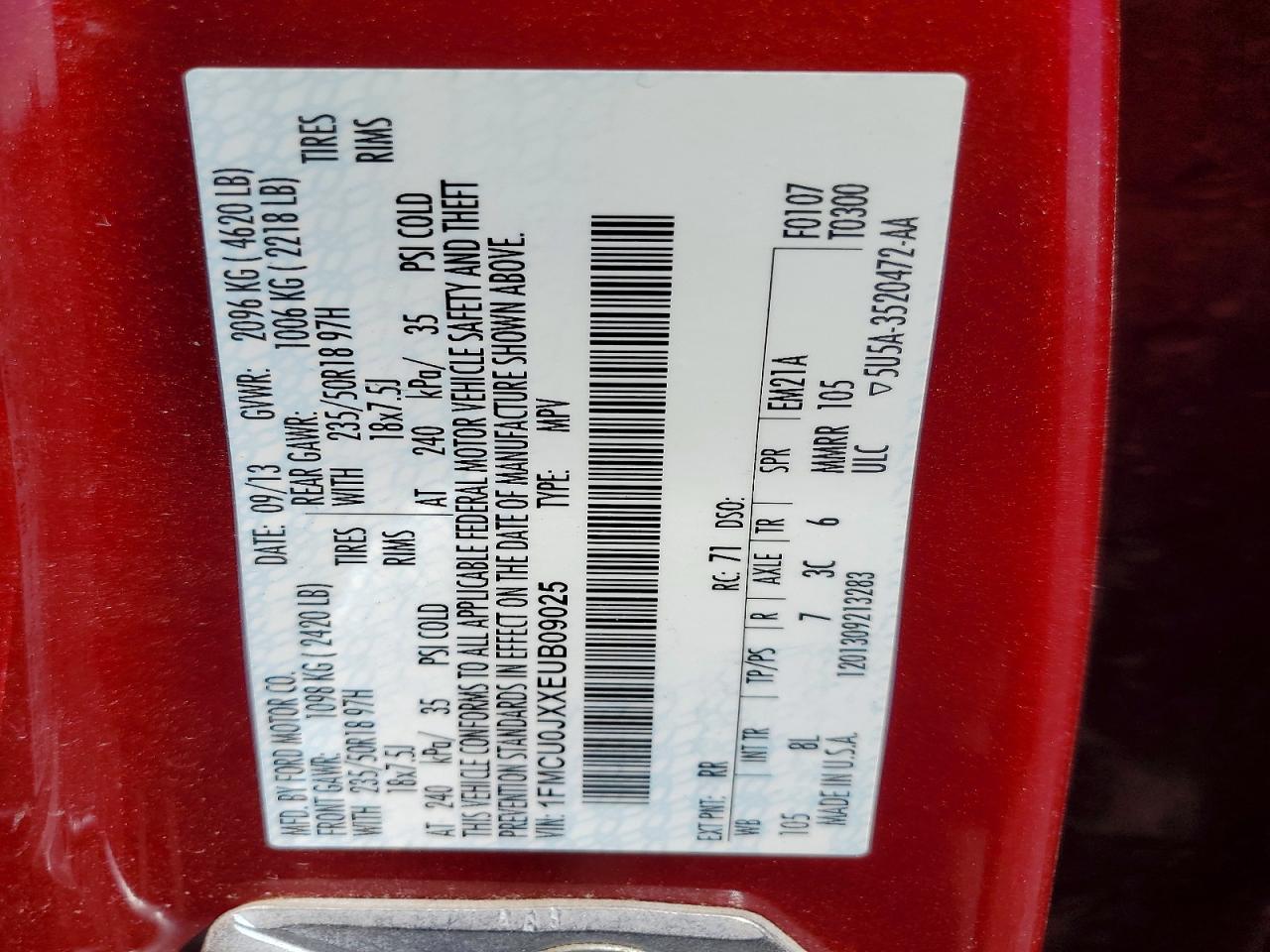 2014 Ford Escape Titanium Red vin: 1FMCU0JXXEUB09025