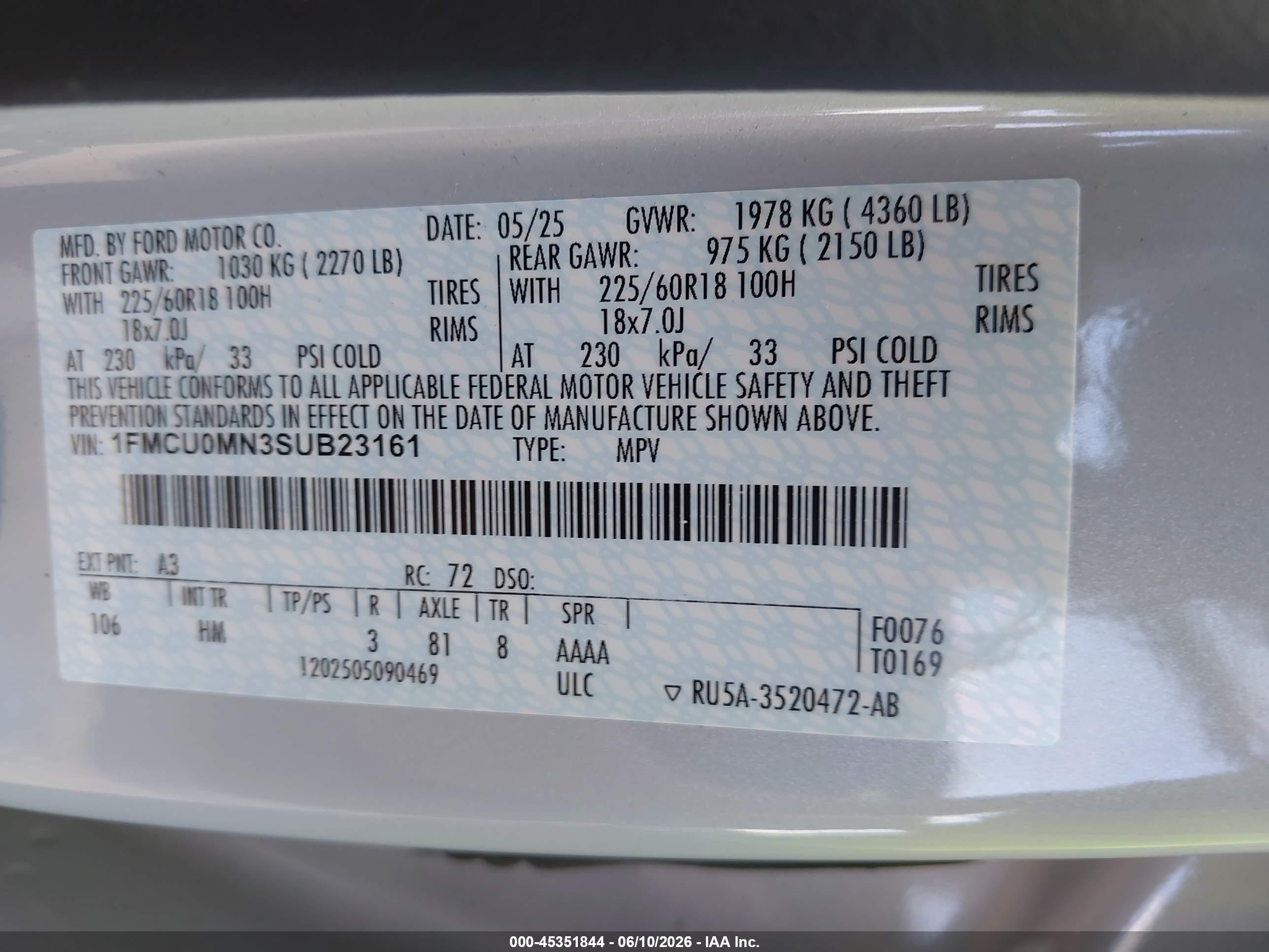2025 Ford Escape St-line White vin: 1FMCU0MN3SUB23161