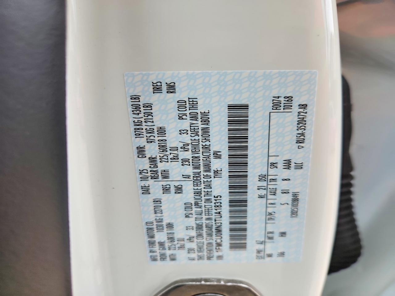 2026 Ford Escape St Line White vin: 1FMCU0MN3TUA18315