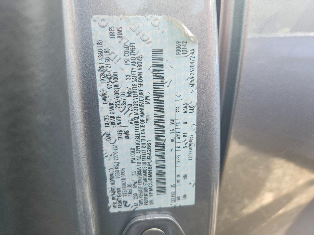 2023 Ford Escape St Line Silver vin: 1FMCU0MN6PUB42861