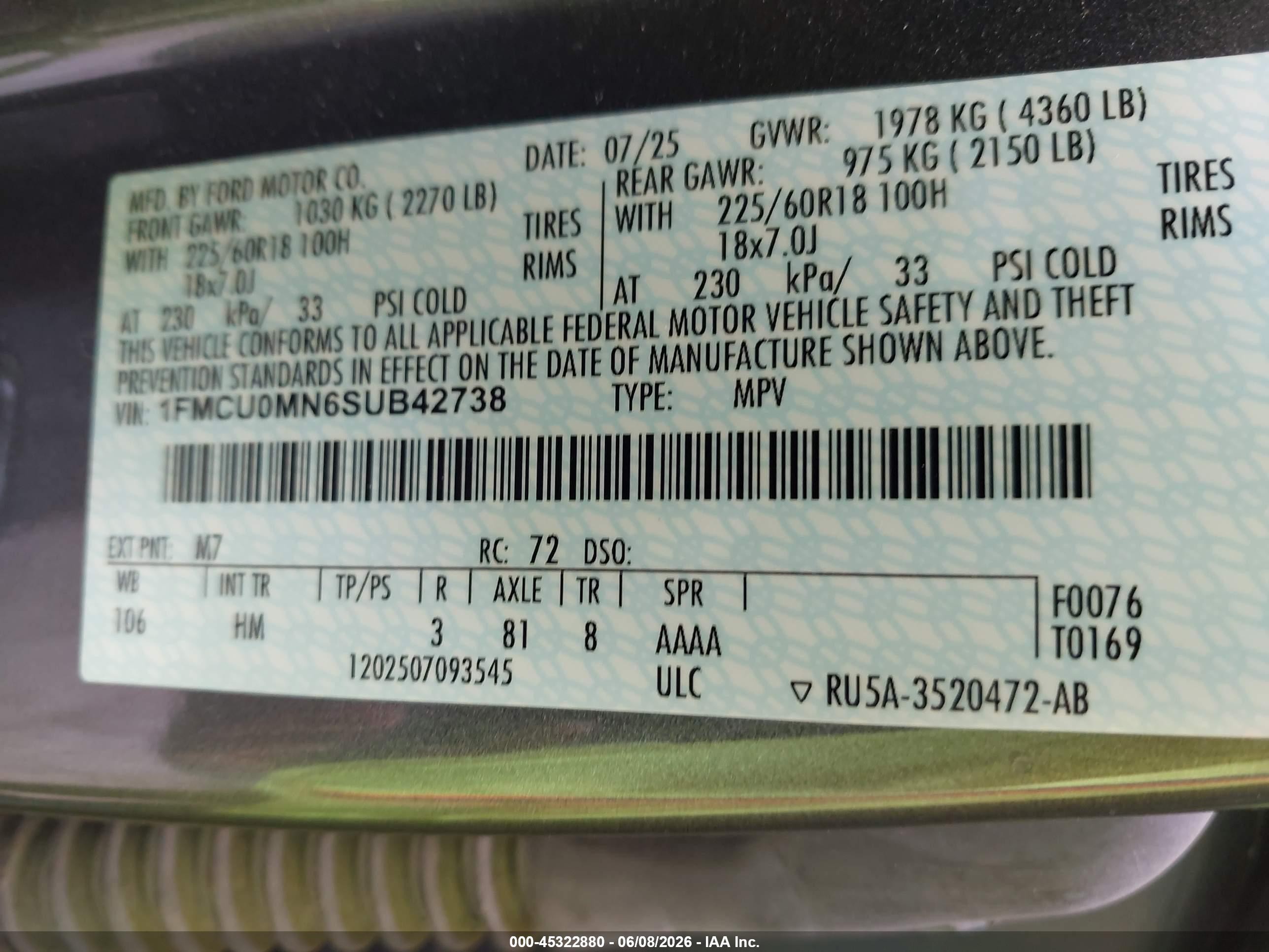 2025 Ford Escape St-line Gray vin: 1FMCU0MN6SUB42738
