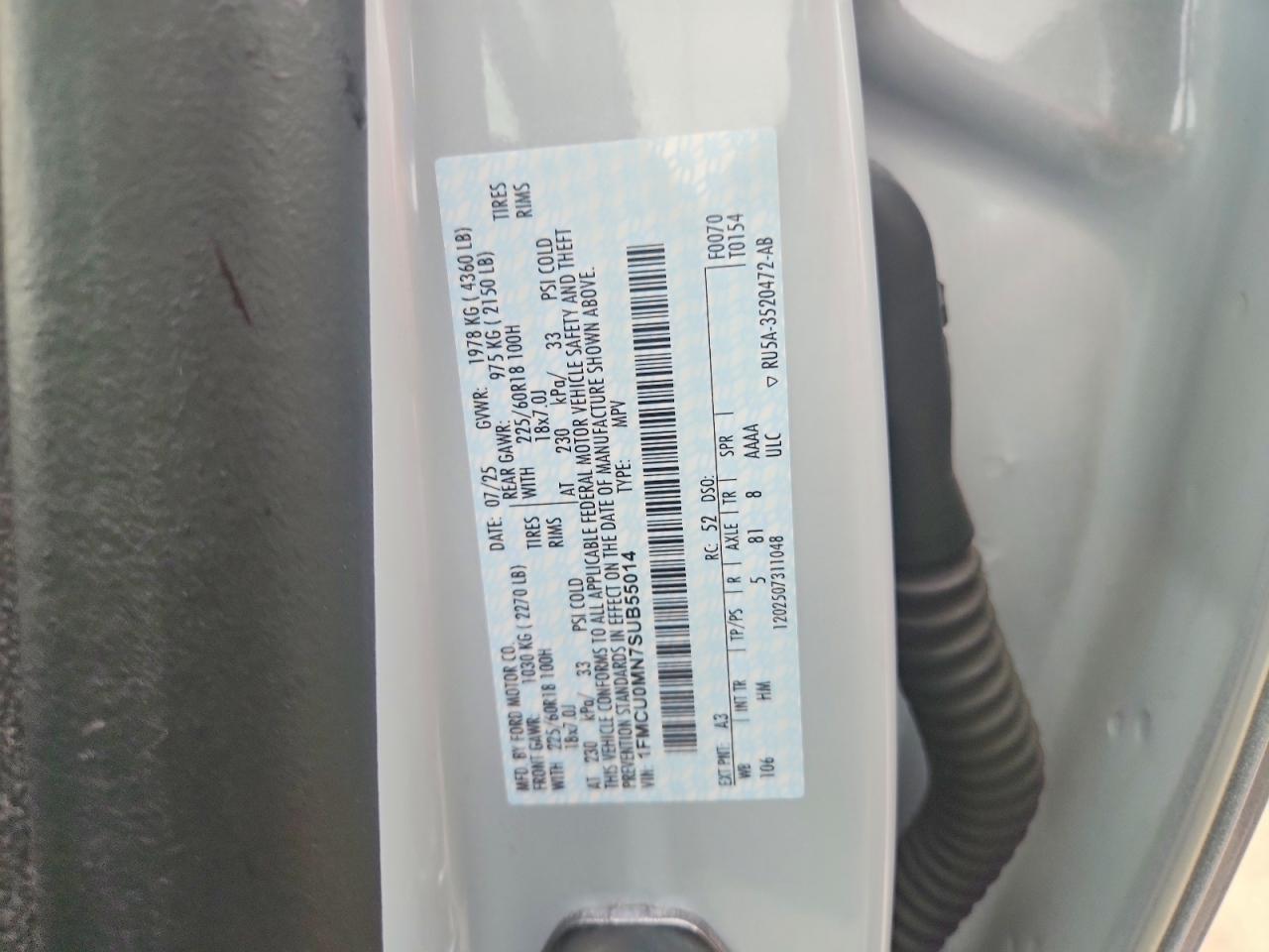 2025 Ford Escape St Line White vin: 1FMCU0MN7SUB55014