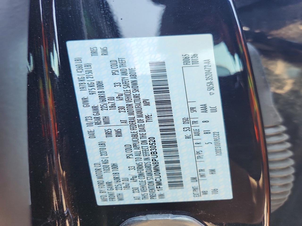 2023 Ford Escape St Line Black vin: 1FMCU0MN8PUB30520