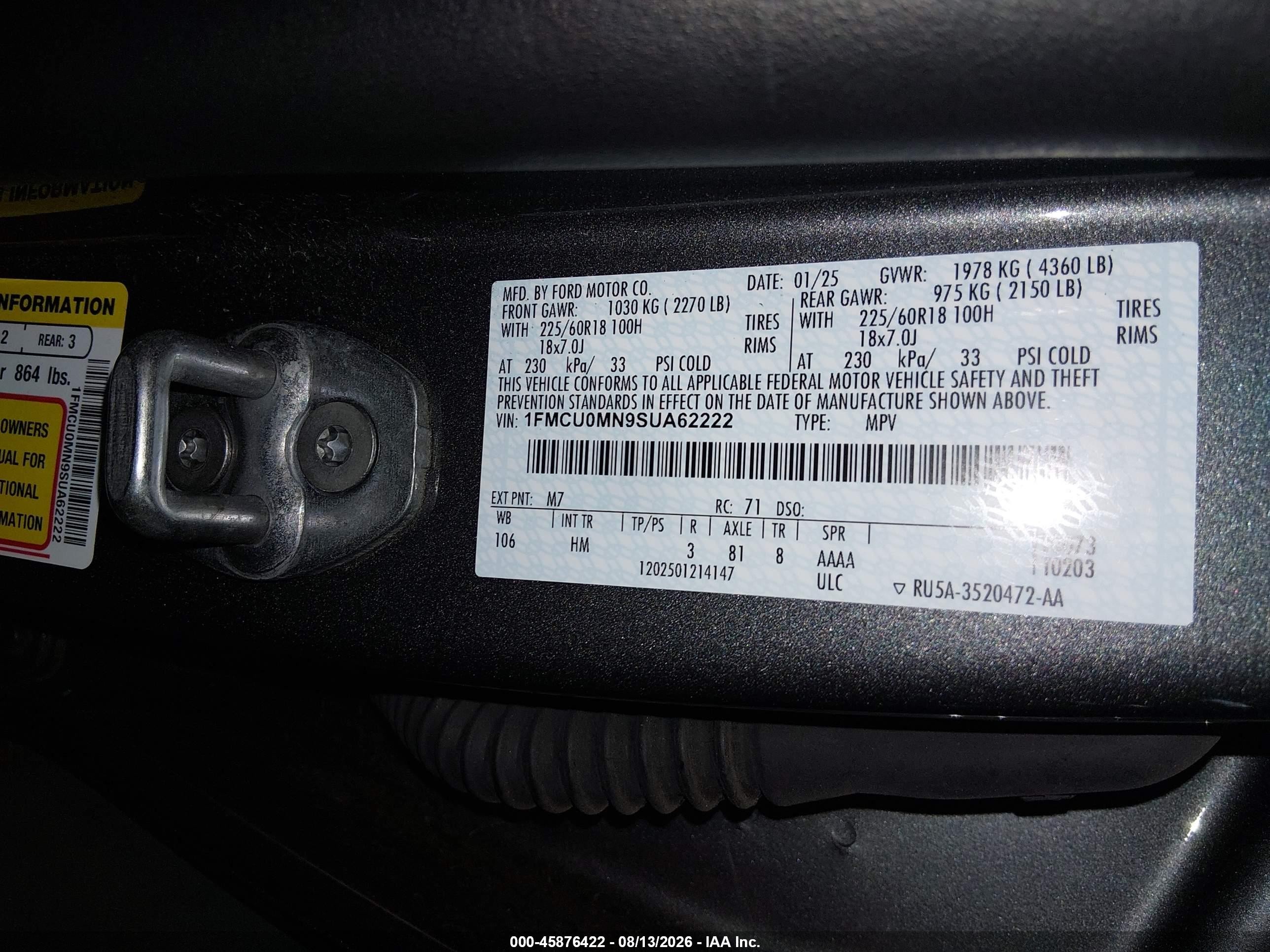 2025 Ford Escape St-line Серый vin: 1FMCU0MN9SUA62222