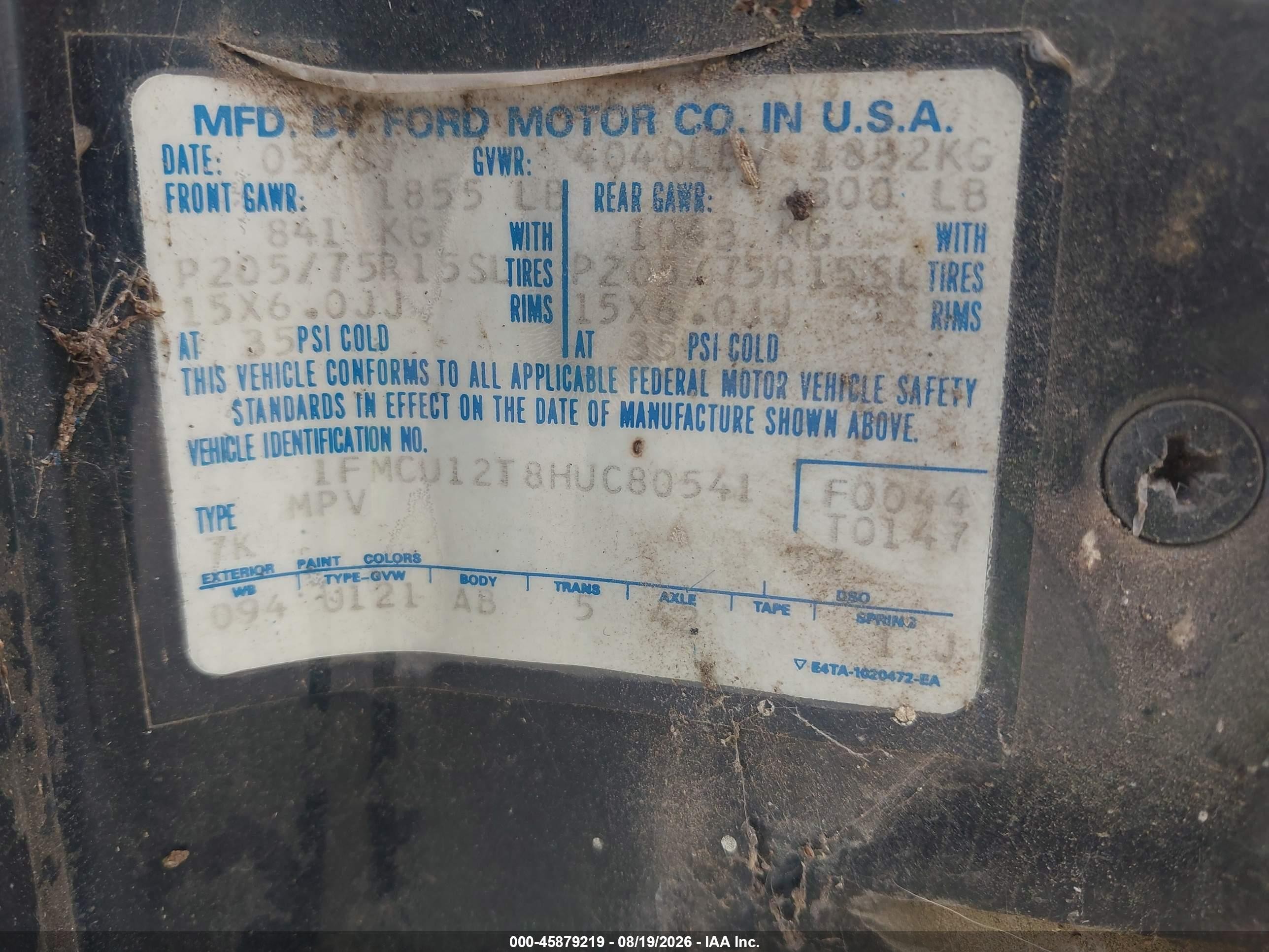 1987 Ford Bronco Ii   Blue vin: 1FMCU12T8HUC80541