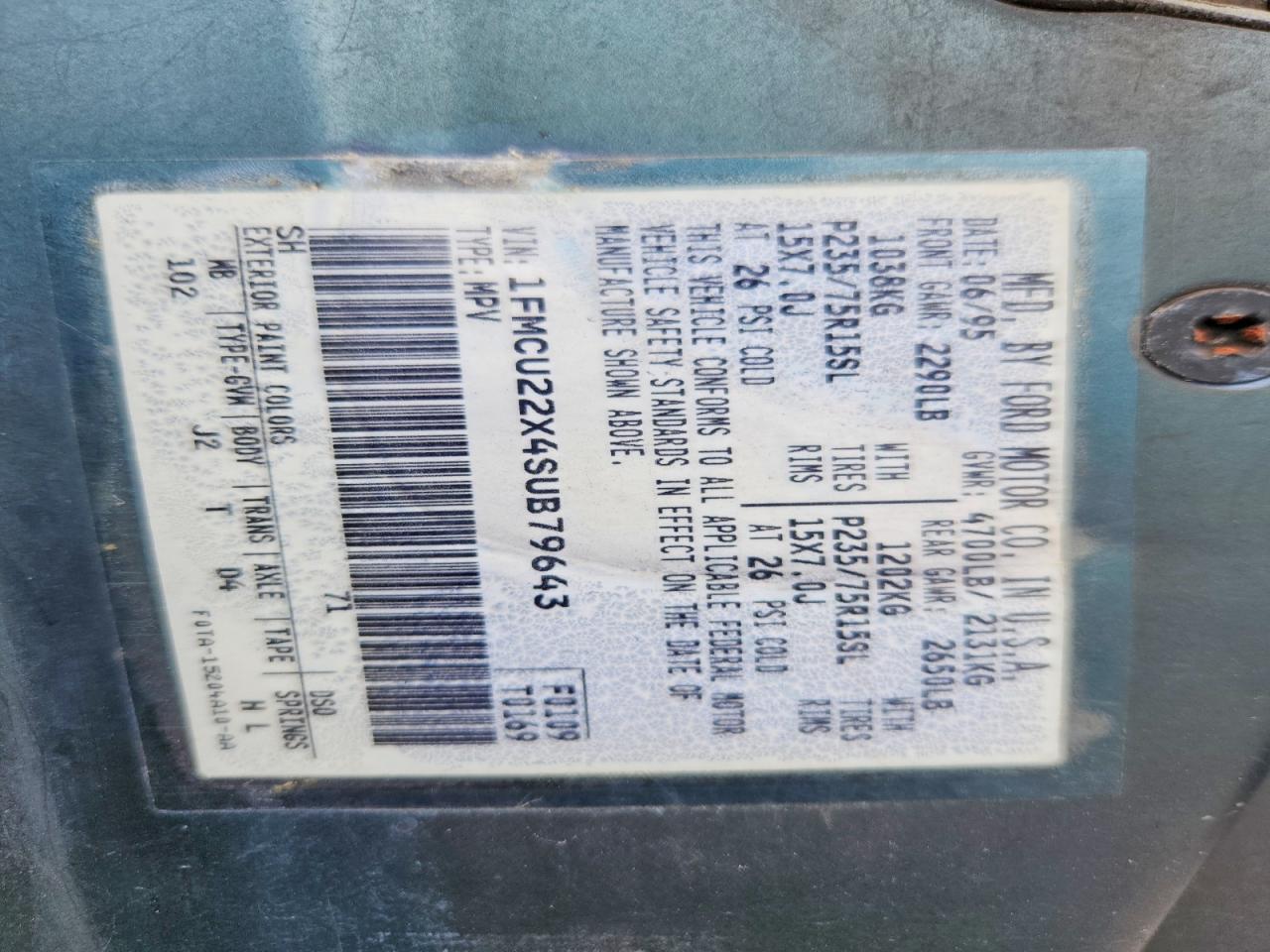 1995 Ford Explorer Green vin: 1FMCU22X4SUB79643