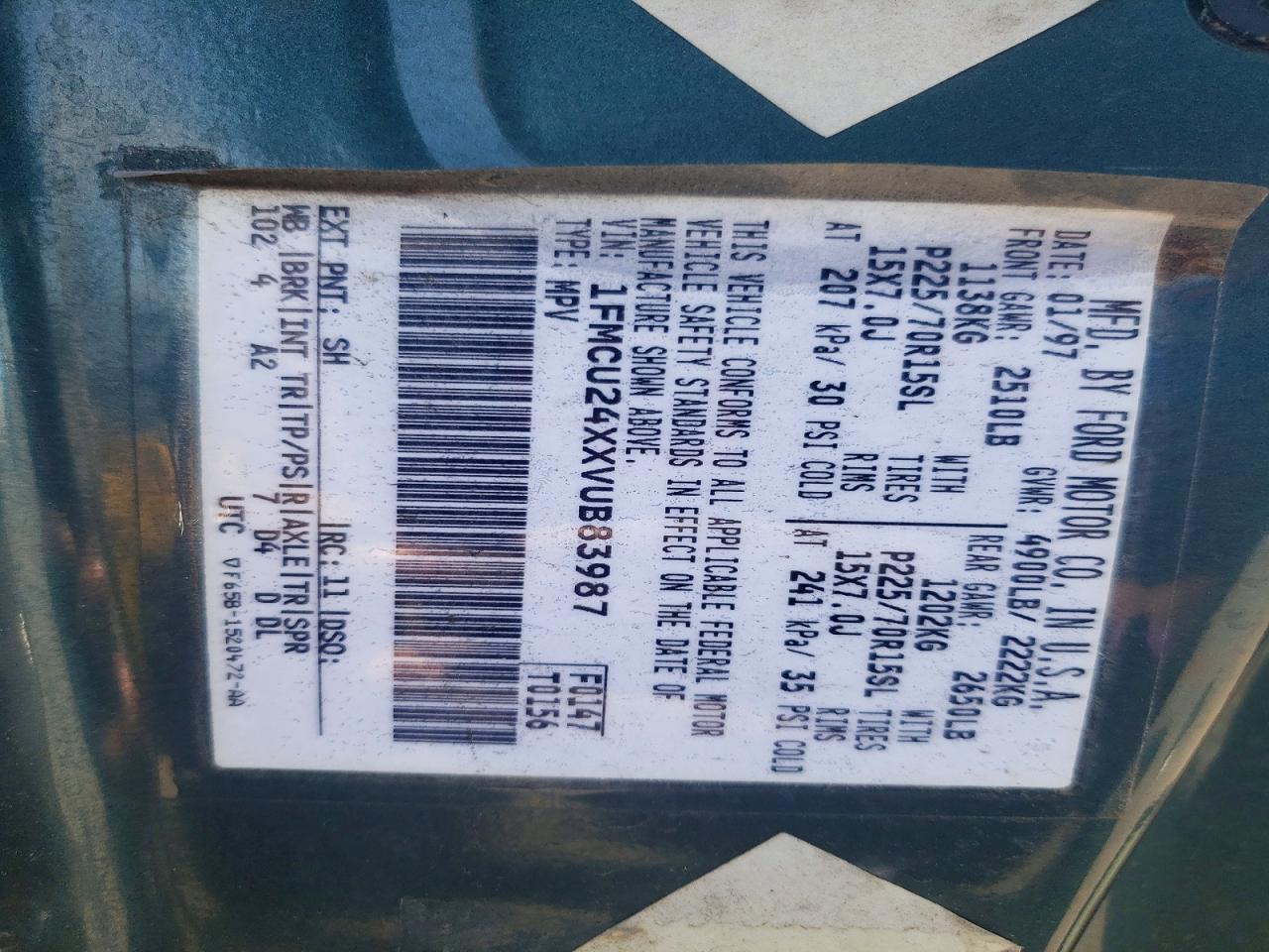 1997 Ford Explorer Green vin: 1FMCU24XXVUB83987