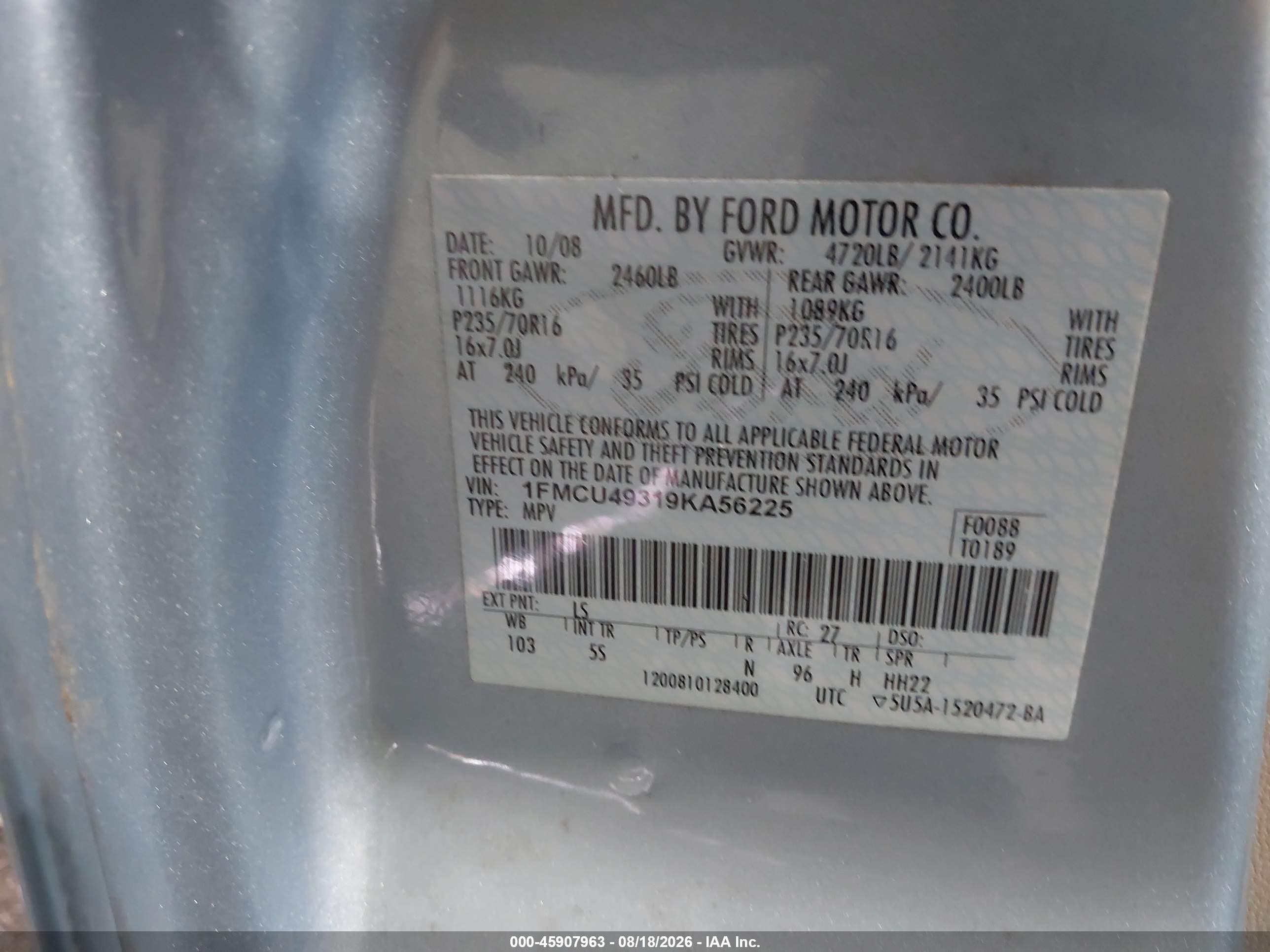 2009 Ford Escape Hybrid Limited Light Blue vin: 1FMCU49319KA56225