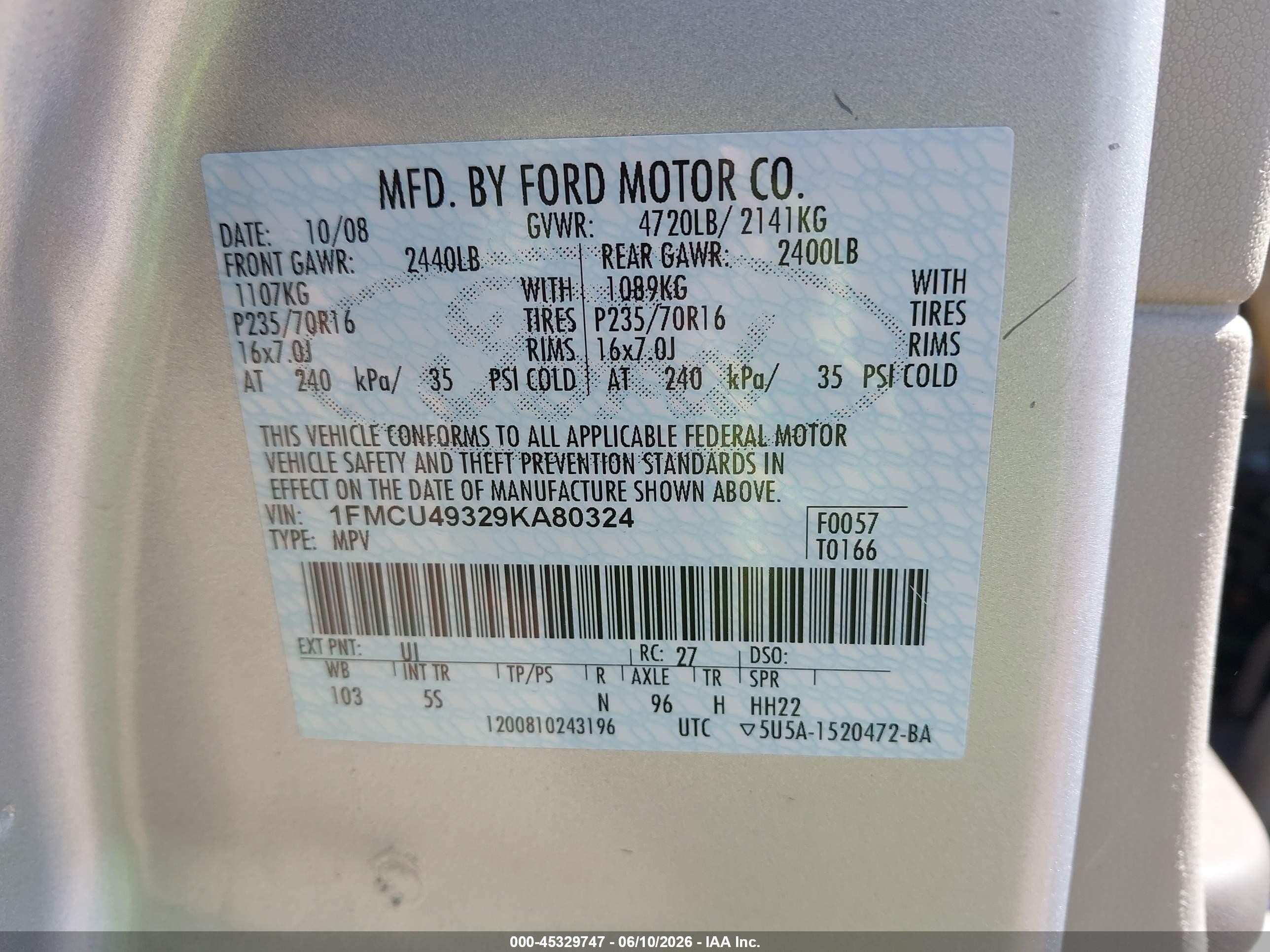 2009 Ford Escape Hybrid Limited Silver vin: 1FMCU49329KA80324