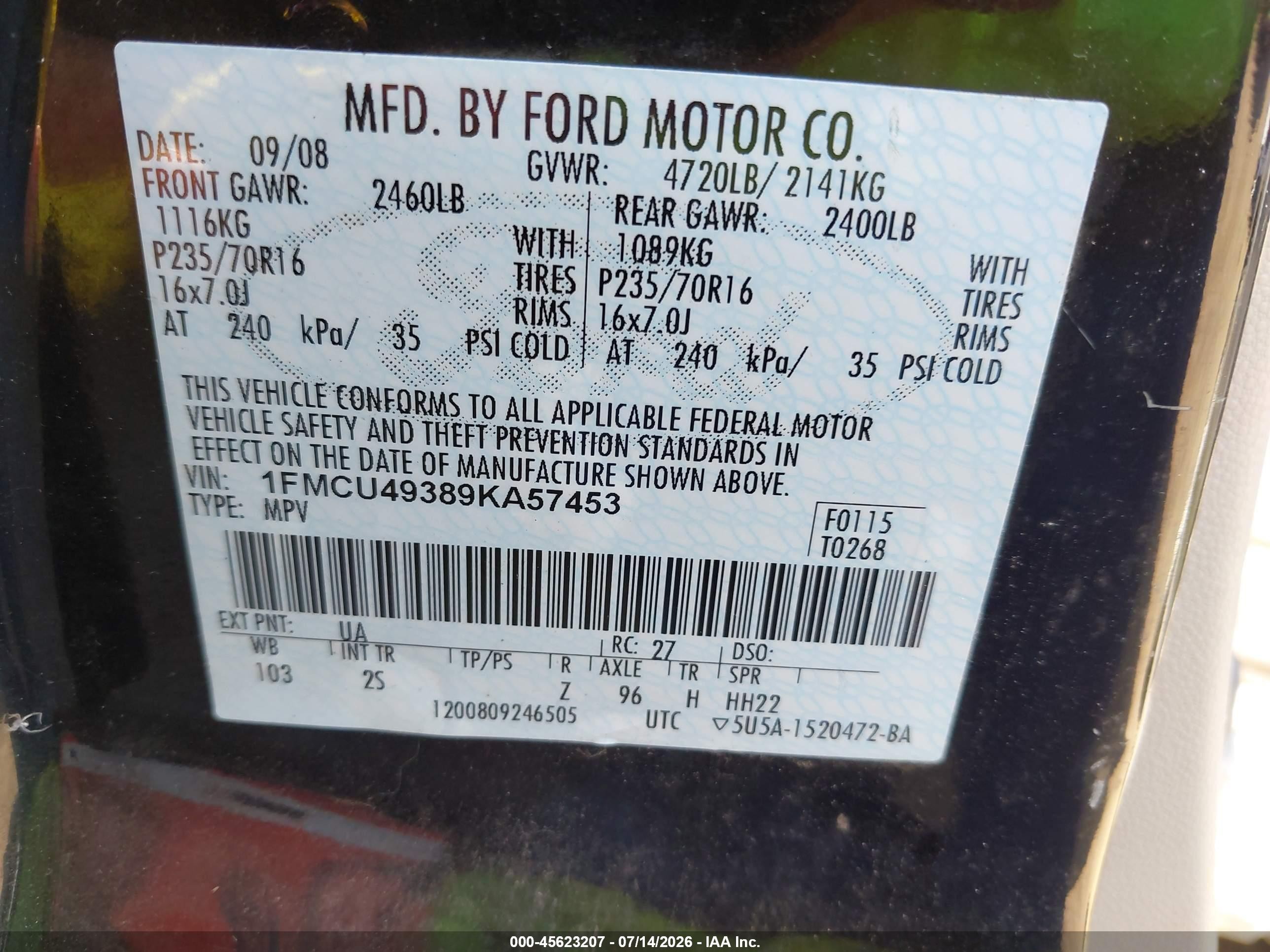 2009 Ford Escape Hybrid Limited Black vin: 1FMCU49389KA57453