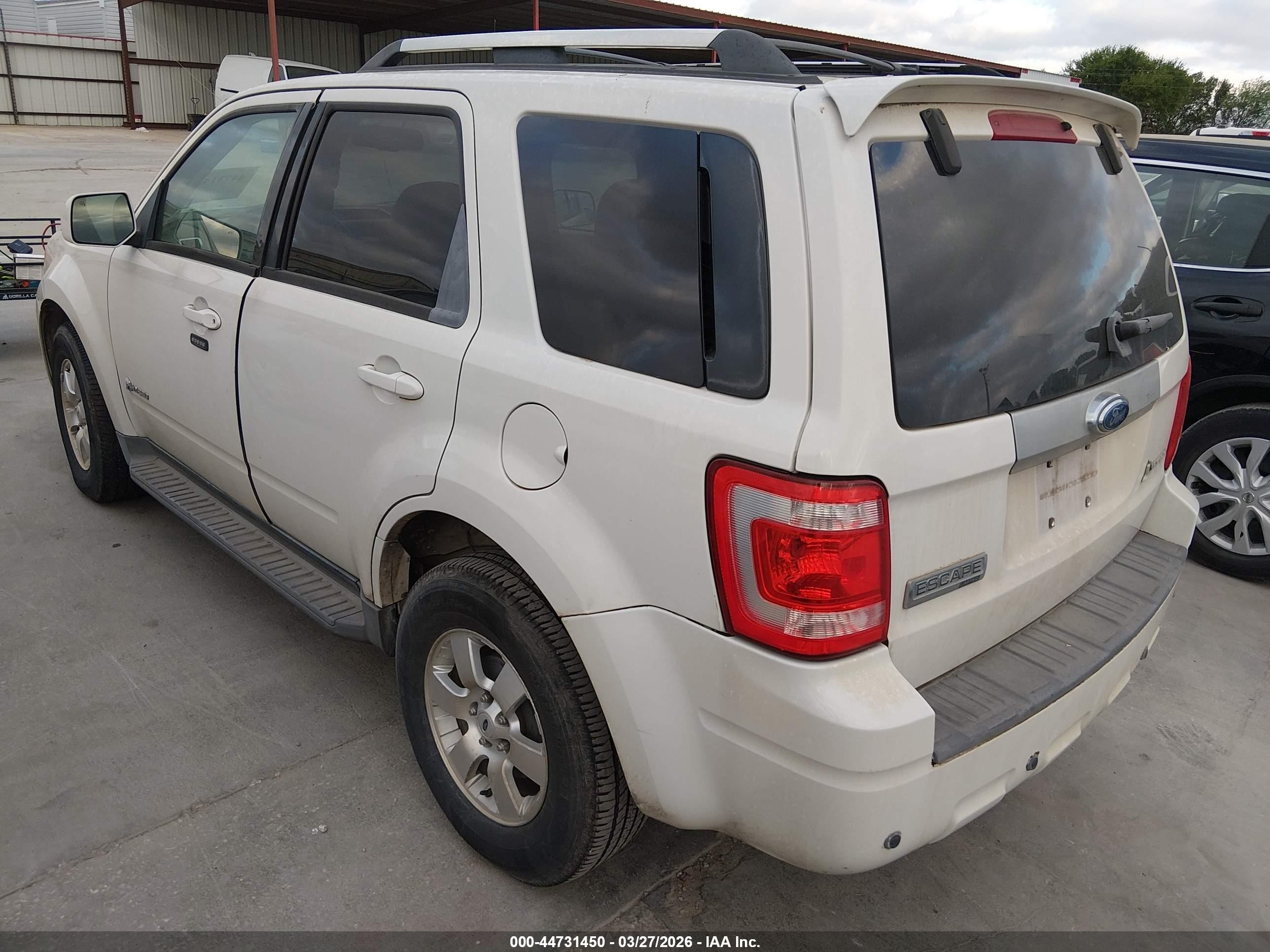2009 Ford Escape Hybrid Limited White vin: 1FMCU49389KB08384