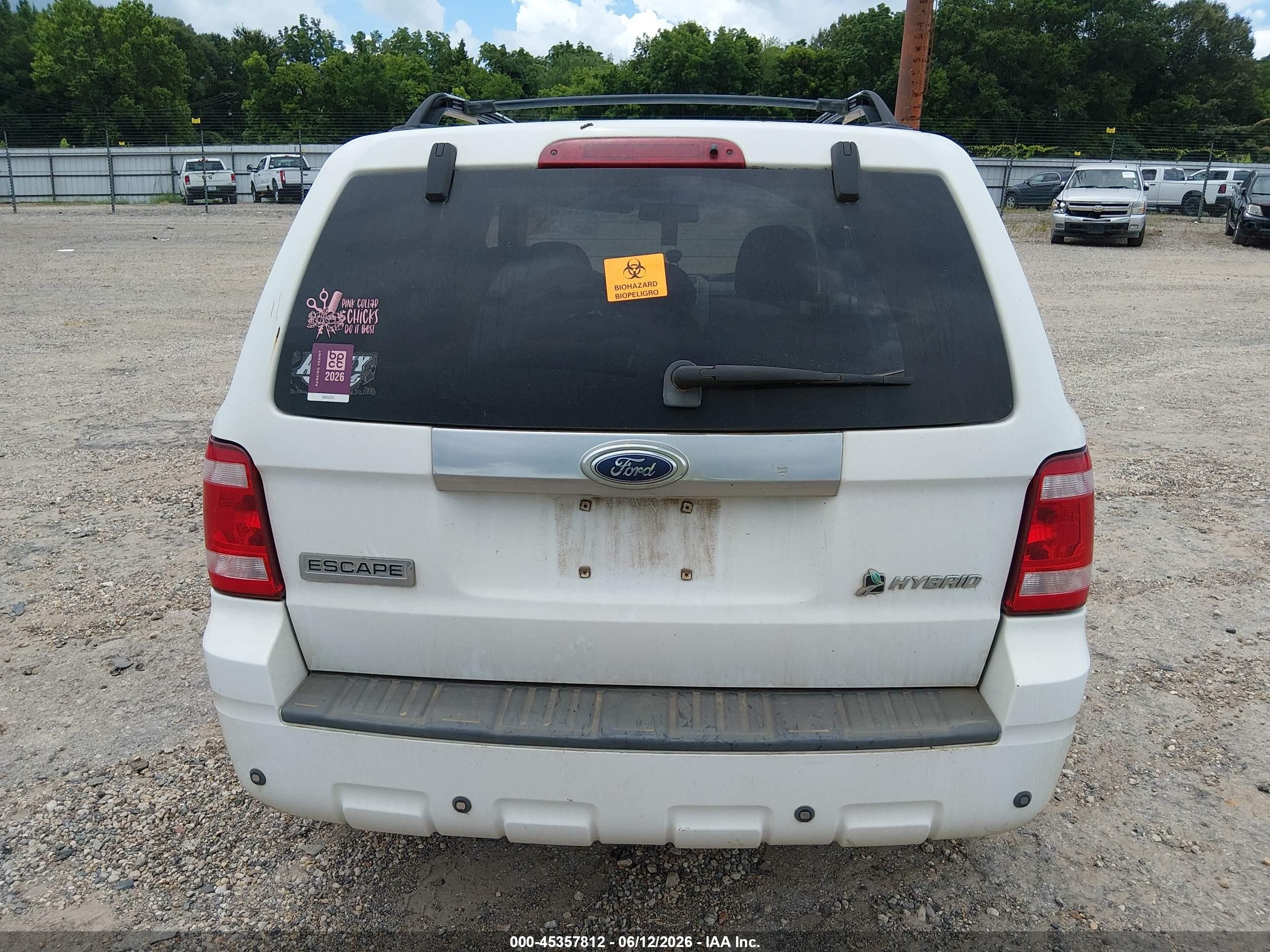 2008 Ford Escape Hybrid   White vin: 1FMCU49H08KD07133