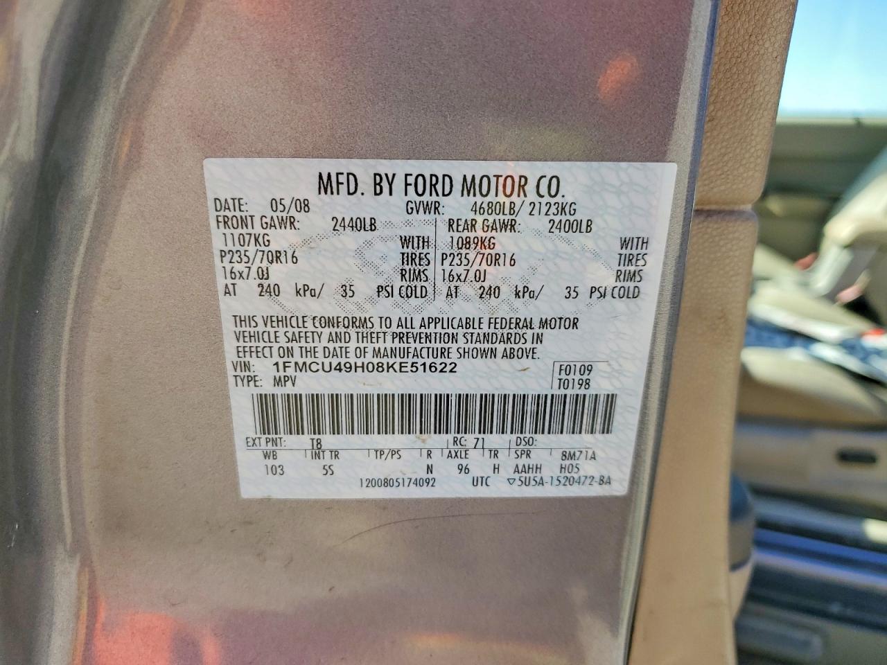 2008 Ford Escape Hev Gray vin: 1FMCU49H08KE51622