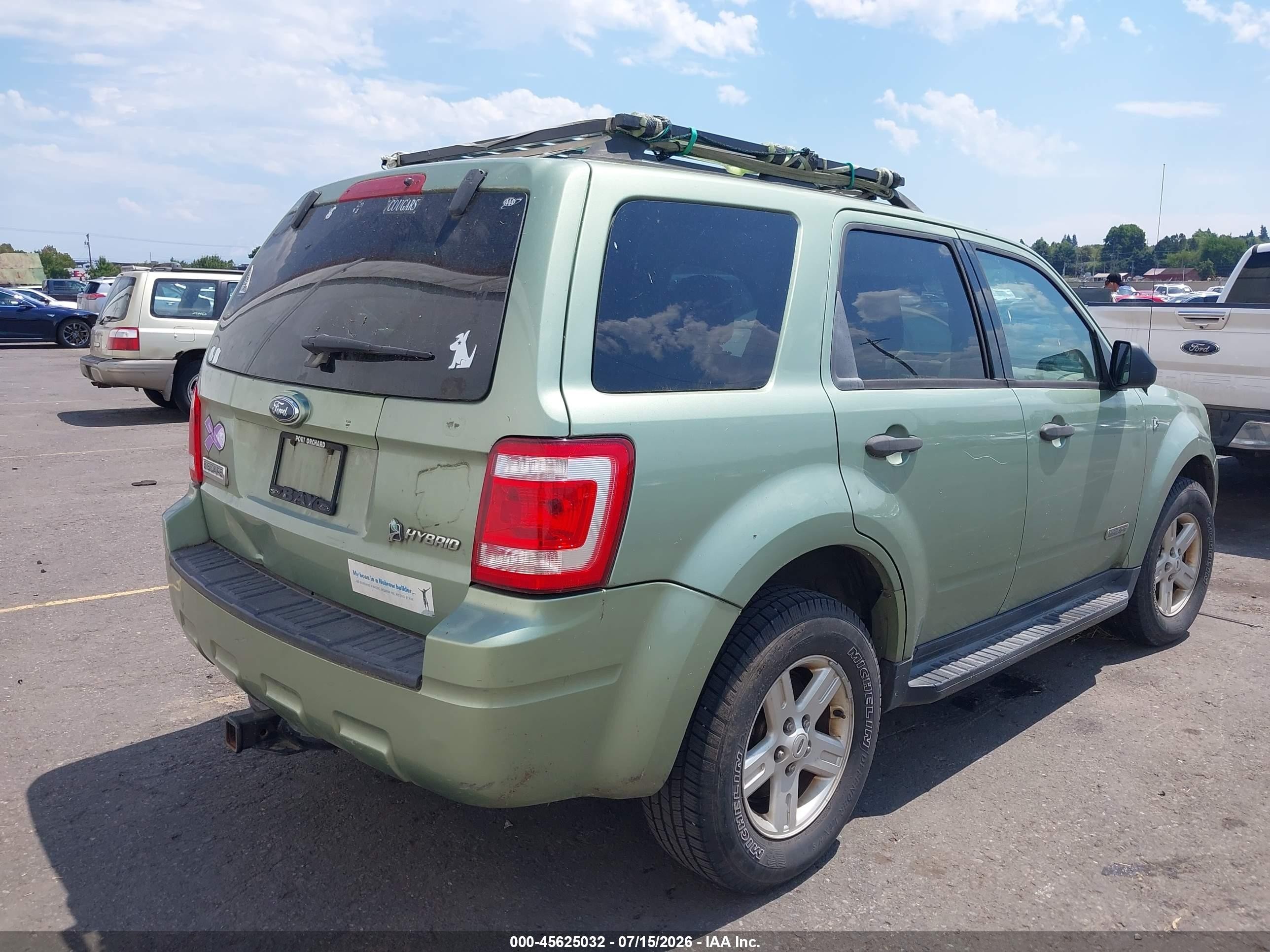 2008 Ford Escape Hybrid   Зеленый vin: 1FMCU49H28KA77434