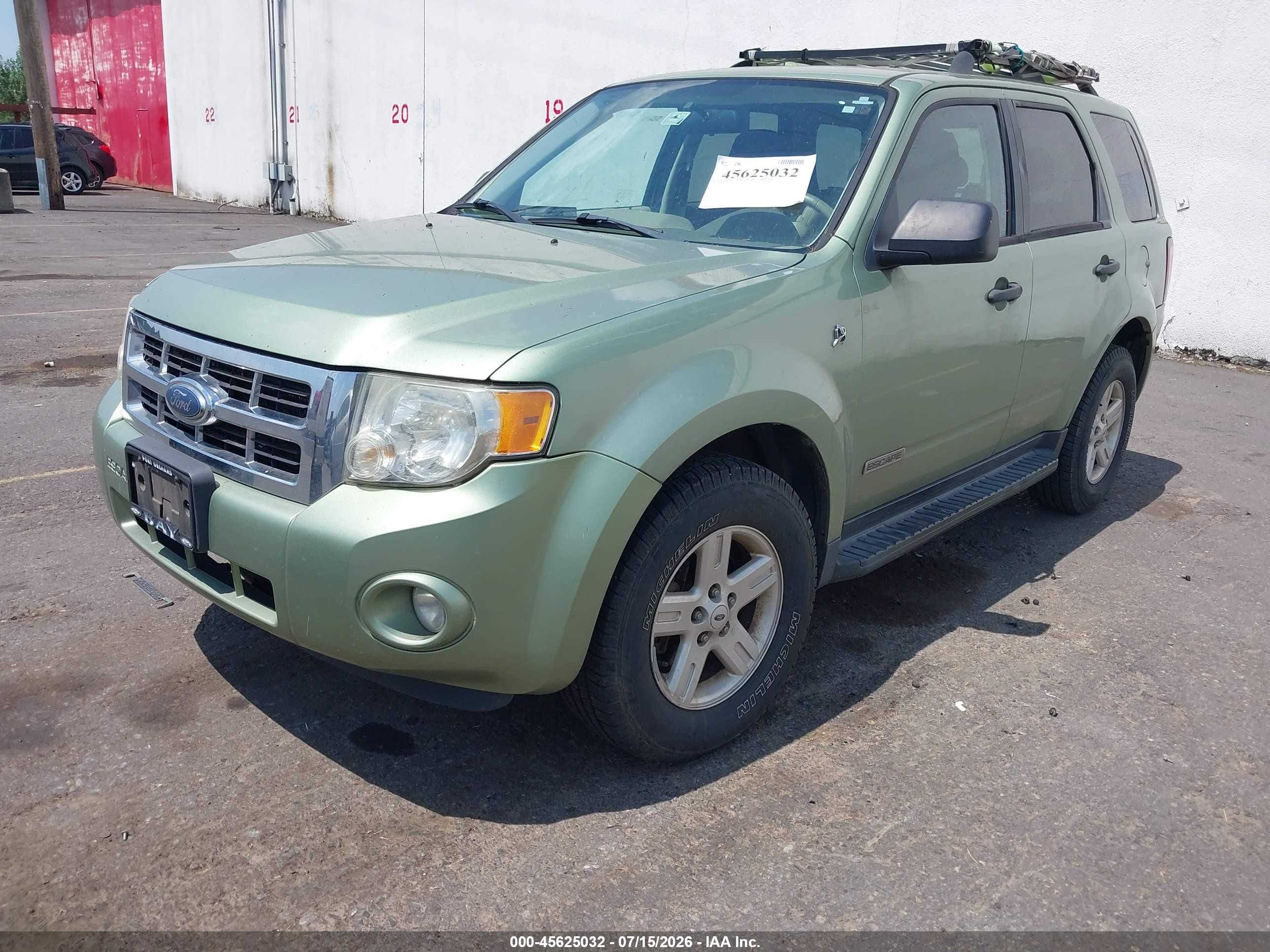 2008 Ford Escape Hybrid   Зеленый vin: 1FMCU49H28KA77434