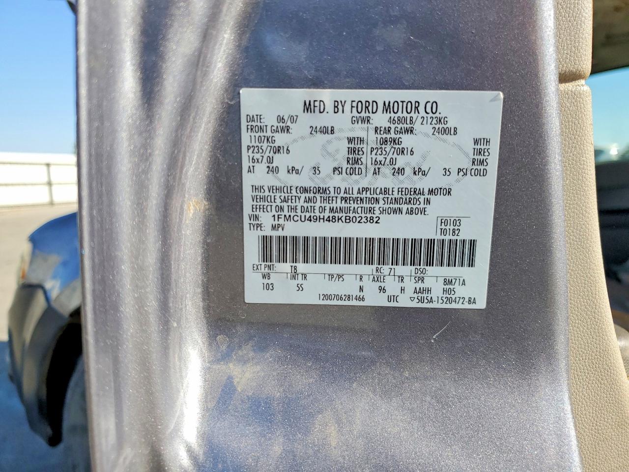 2008 Ford Escape Hev Gray vin: 1FMCU49H48KB02382