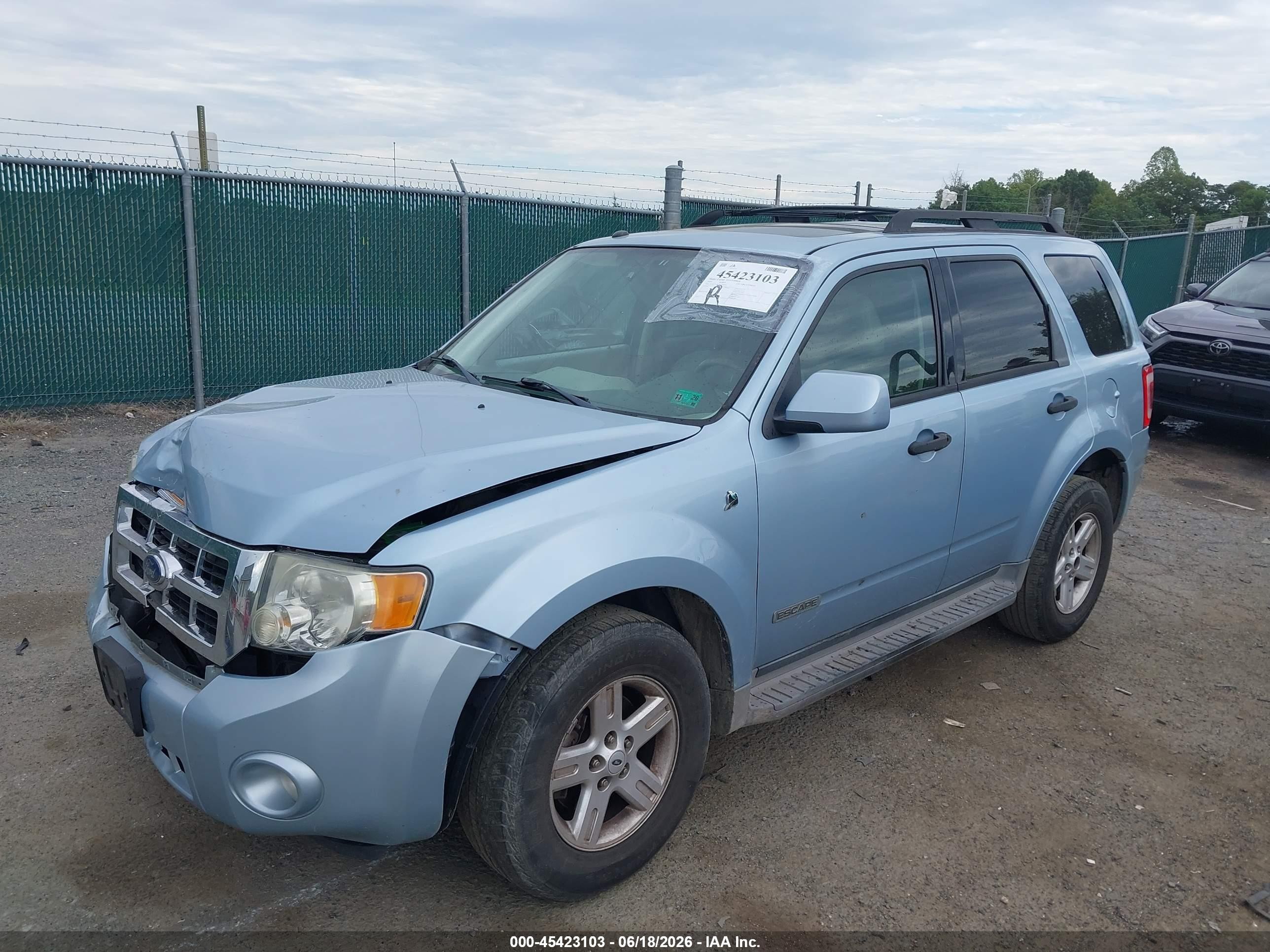 2008 Ford Escape Hybrid   Light Blue vin: 1FMCU49H58KE60574
