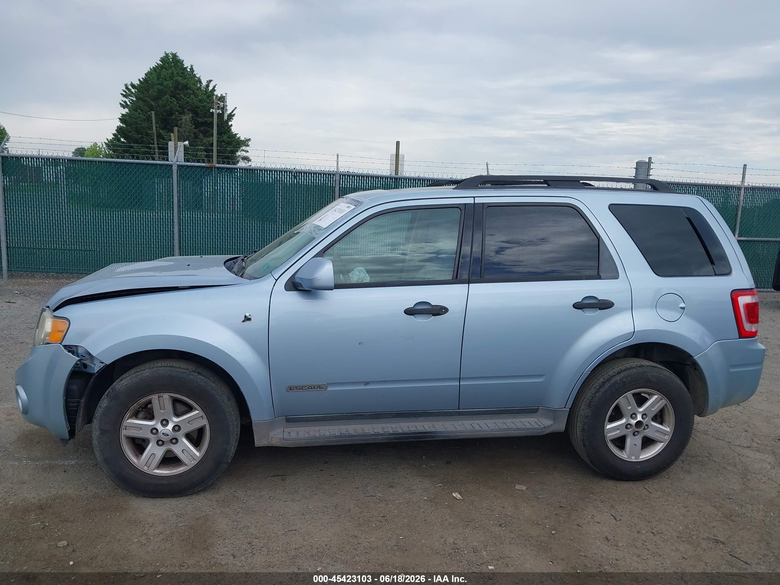 2008 Ford Escape Hybrid   Light Blue vin: 1FMCU49H58KE60574