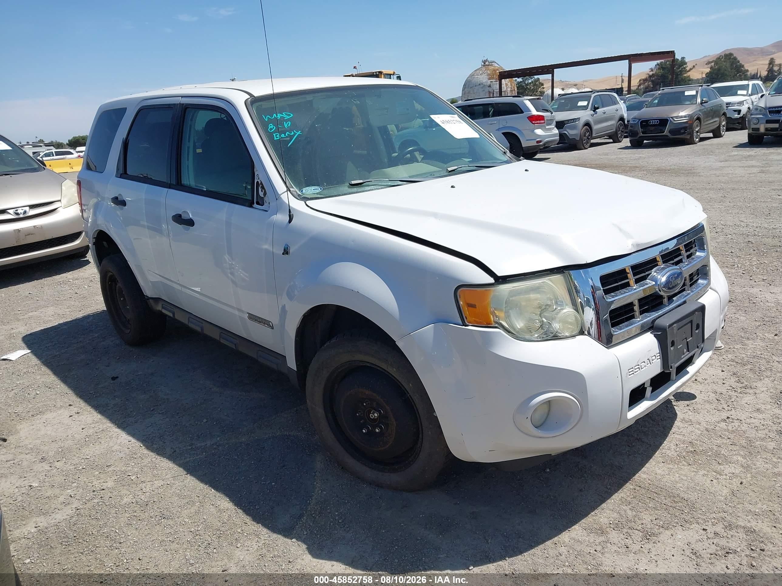 2008 Ford Escape Hybrid   Белый vin: 1FMCU49H68KA97332