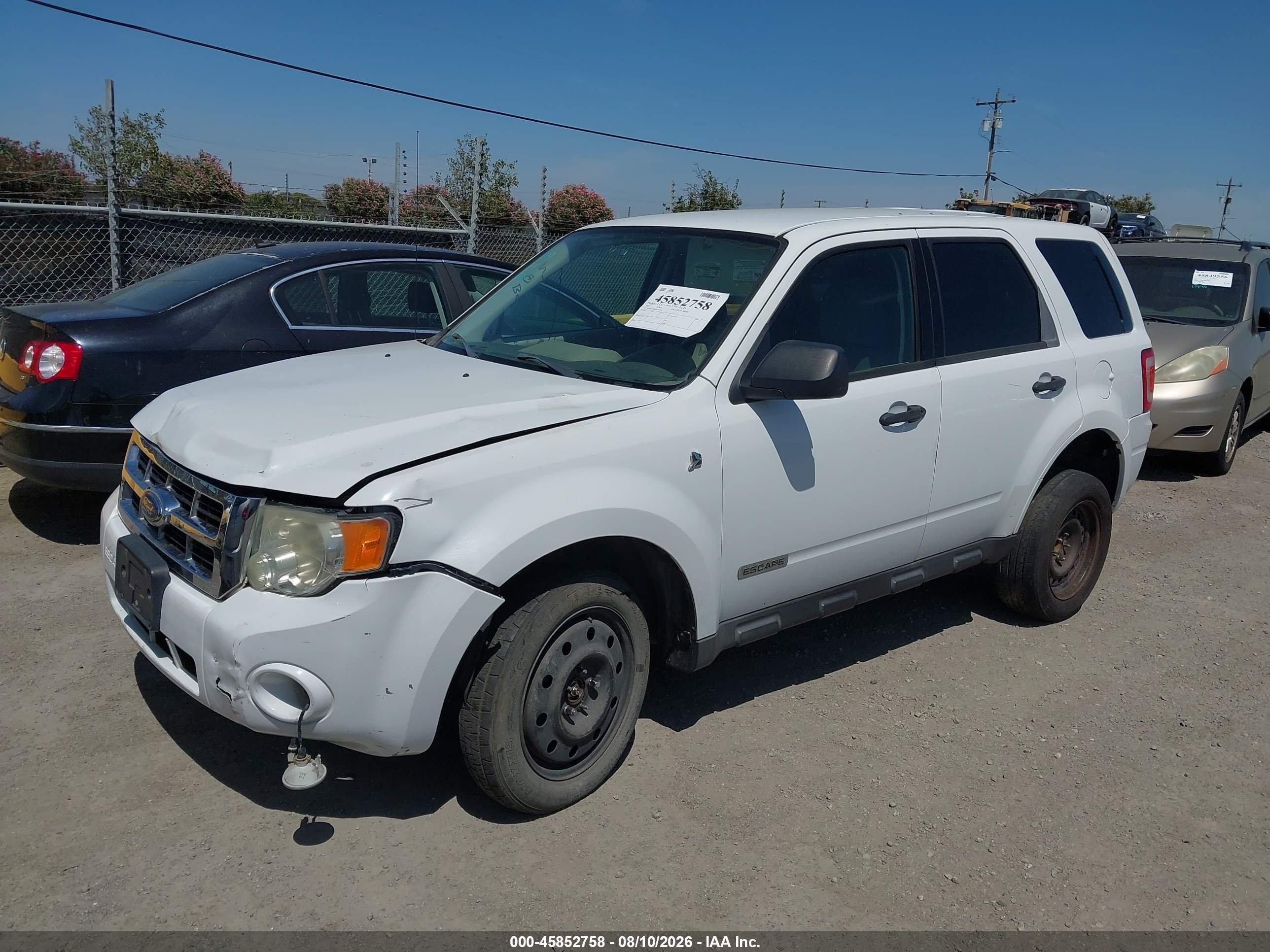 2008 Ford Escape Hybrid   Белый vin: 1FMCU49H68KA97332