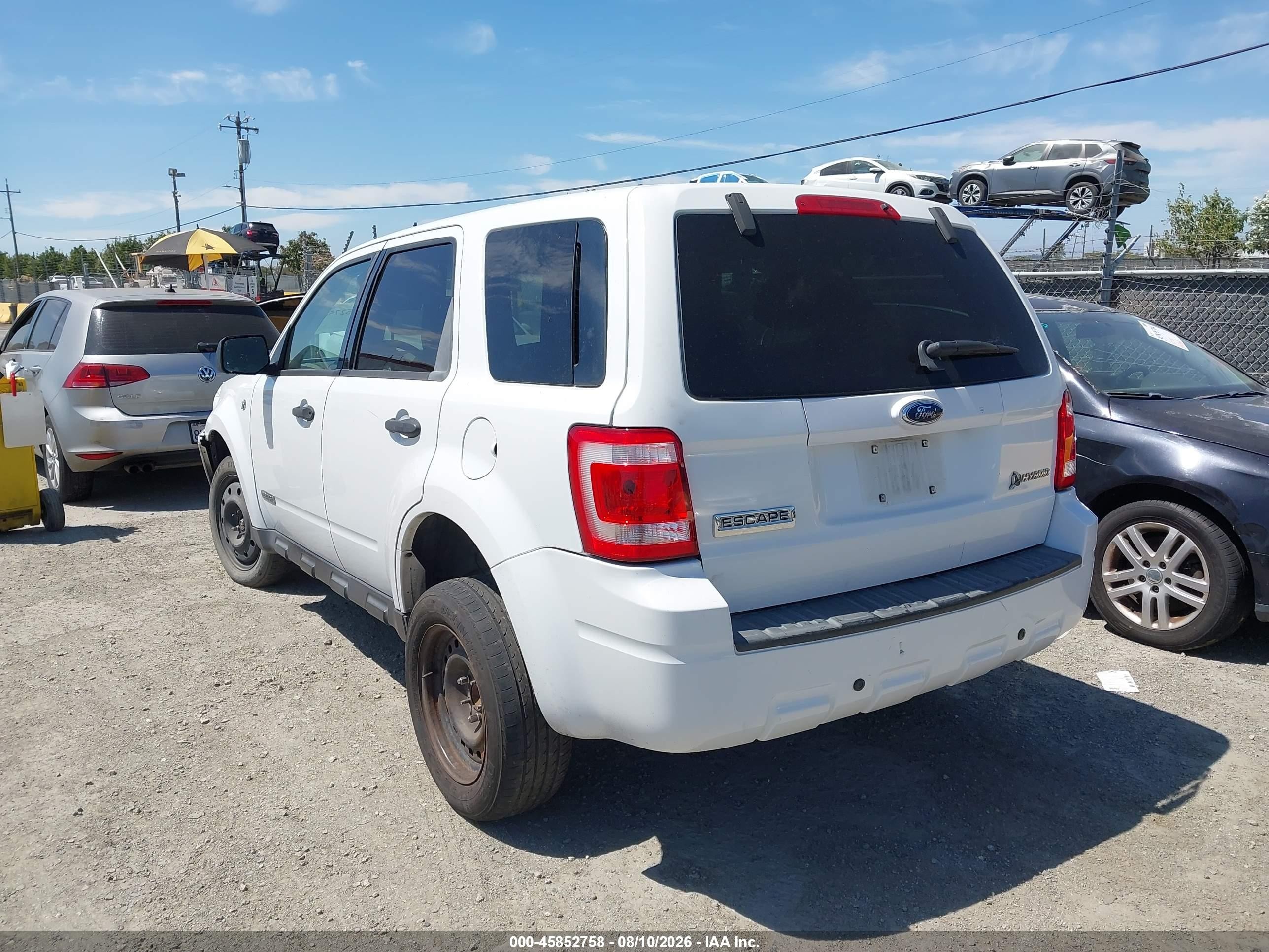 2008 Ford Escape Hybrid   Белый vin: 1FMCU49H68KA97332