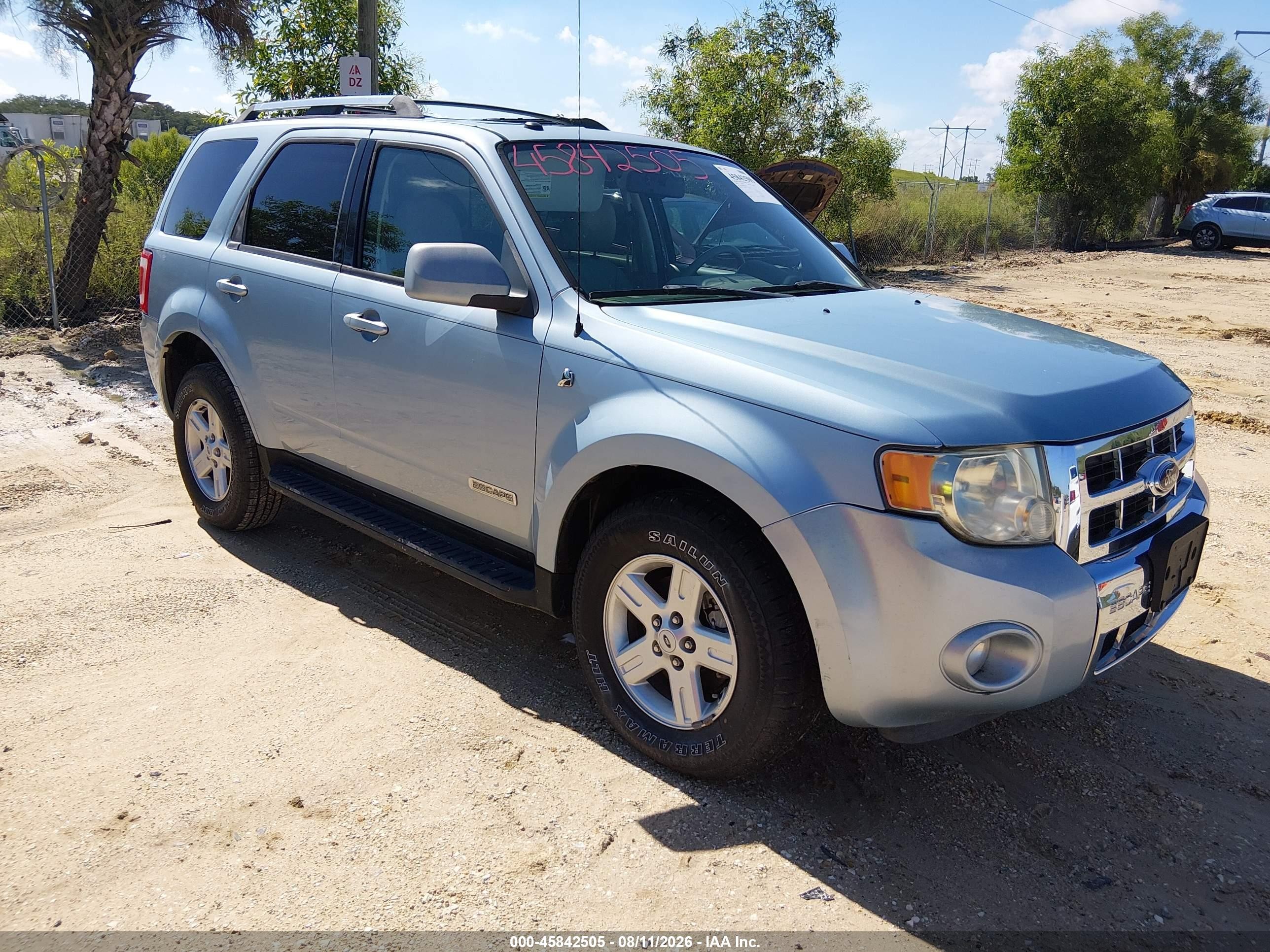 2008 Ford Escape Hybrid   Light Blue vin: 1FMCU49H68KE45503