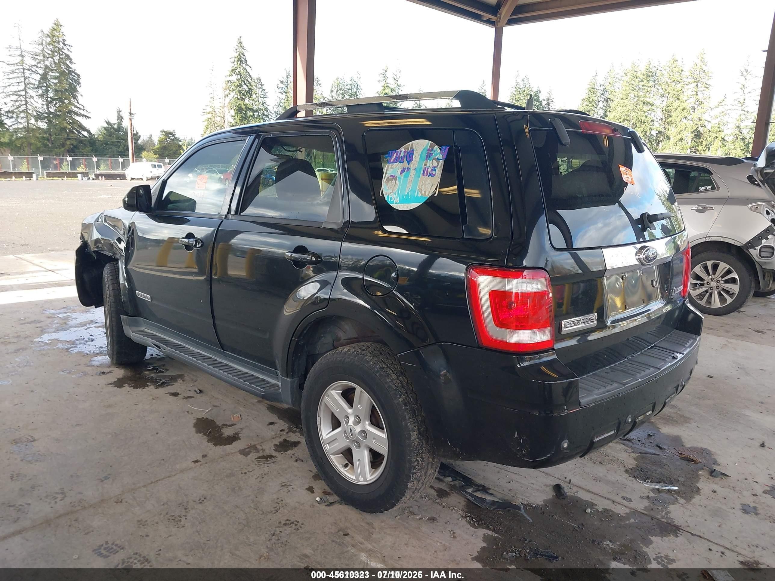 2008 Ford Escape Hybrid   Black vin: 1FMCU49HX8KB59217