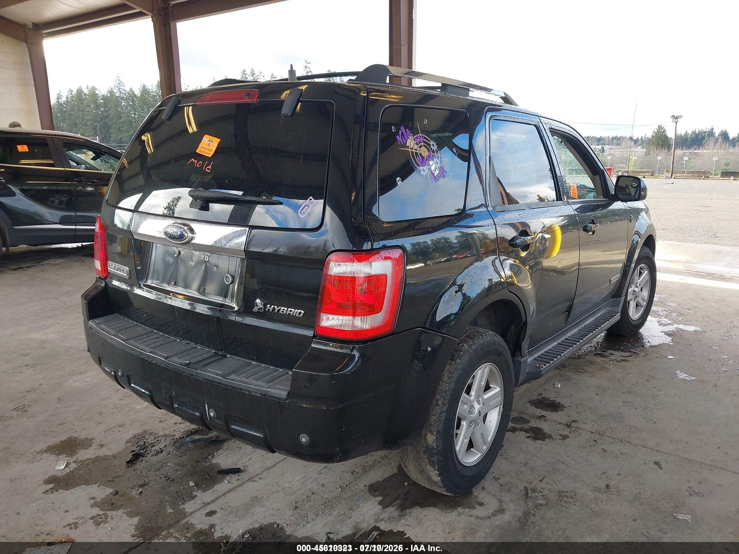 2008 Ford Escape Hybrid   Black vin: 1FMCU49HX8KB59217