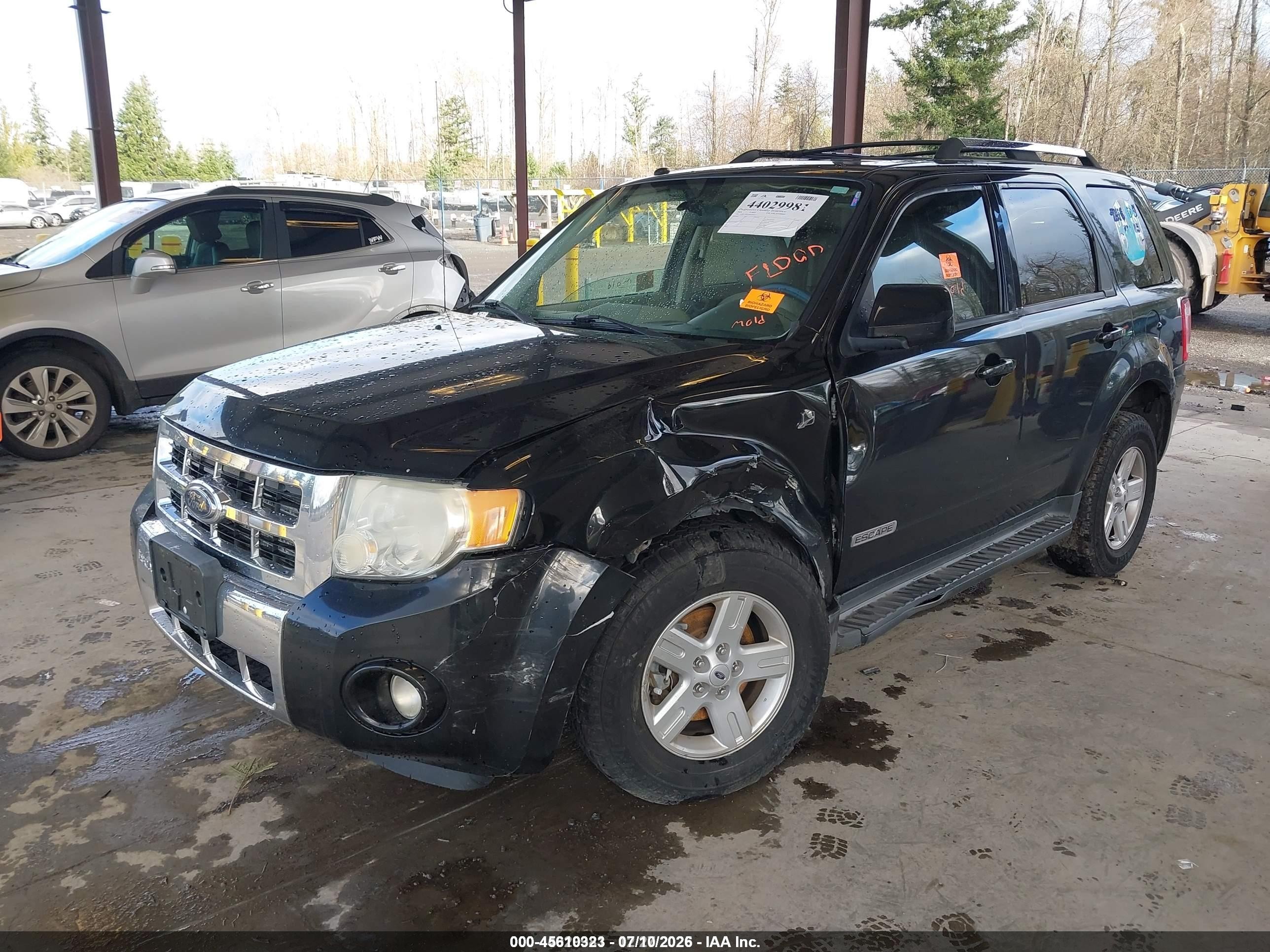 2008 Ford Escape Hybrid   Black vin: 1FMCU49HX8KB59217