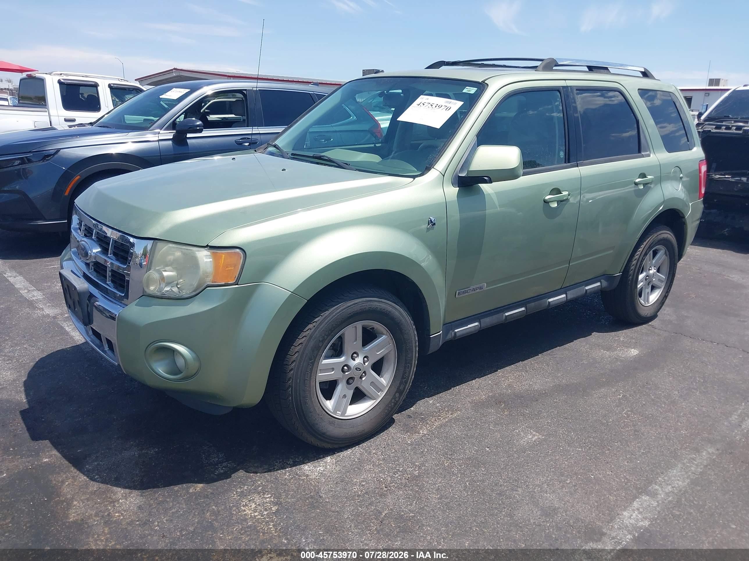 2008 Ford Escape Hybrid   Green vin: 1FMCU49HX8KC81348