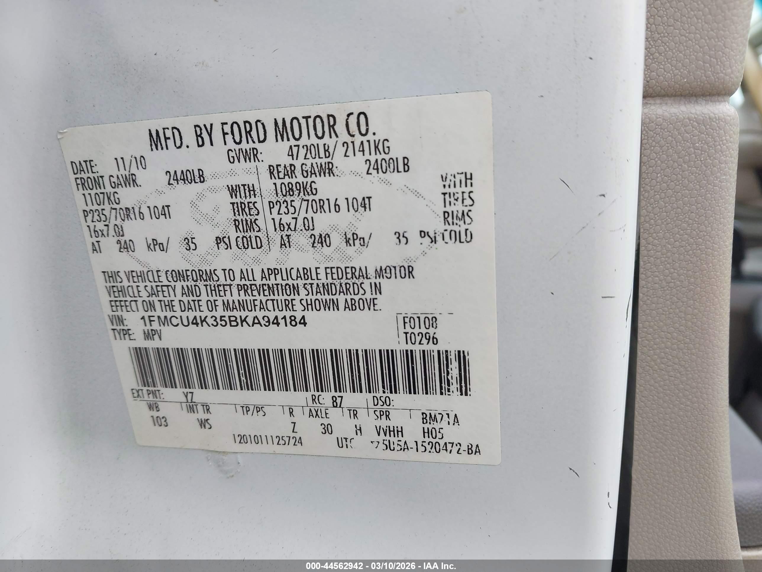 2011 Ford Escape Hybrid Green vin: 1FMCU4K35BKA94184