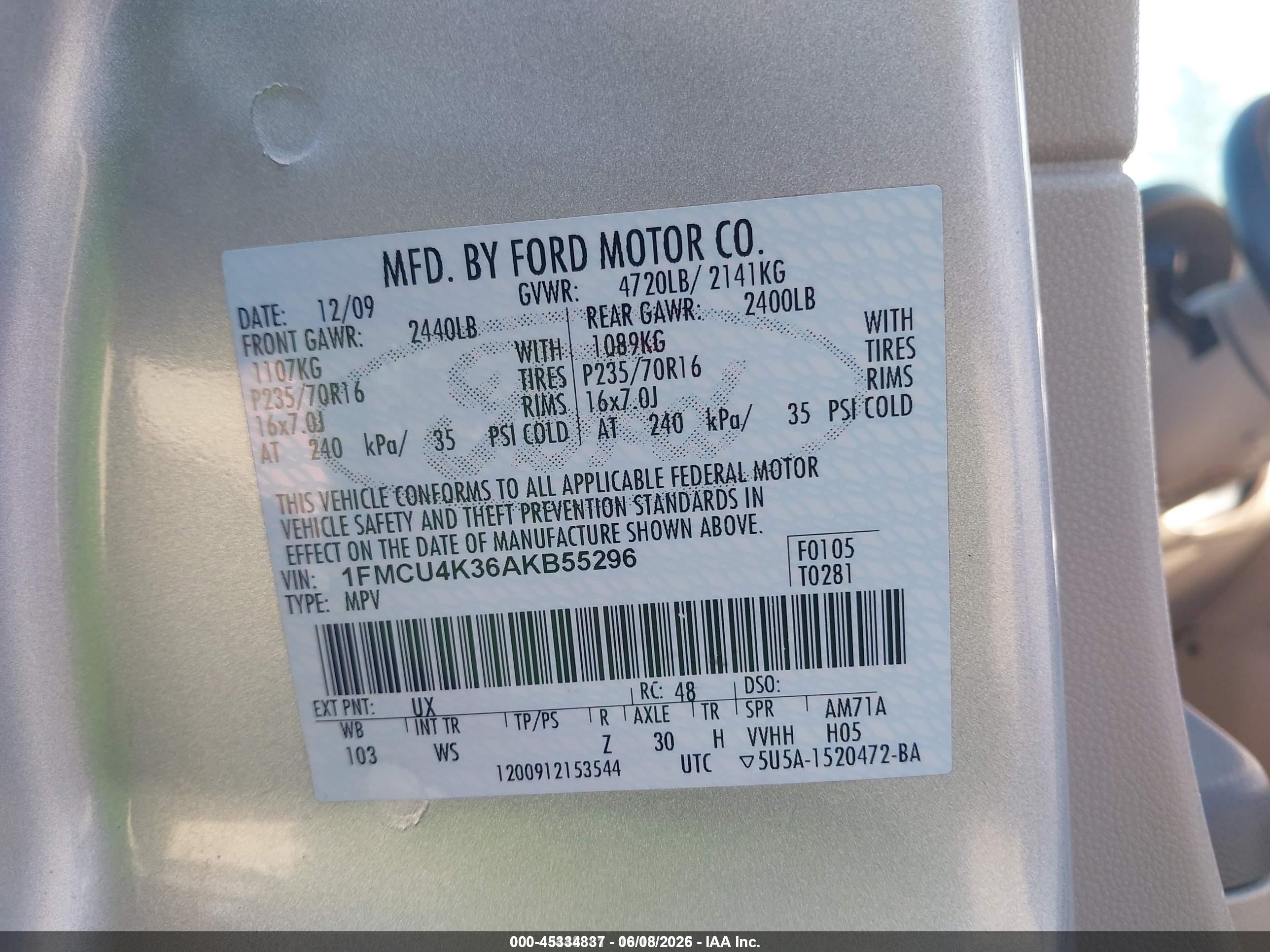 2010 Ford Escape Hybrid Limited Silver vin: 1FMCU4K36AKB55296