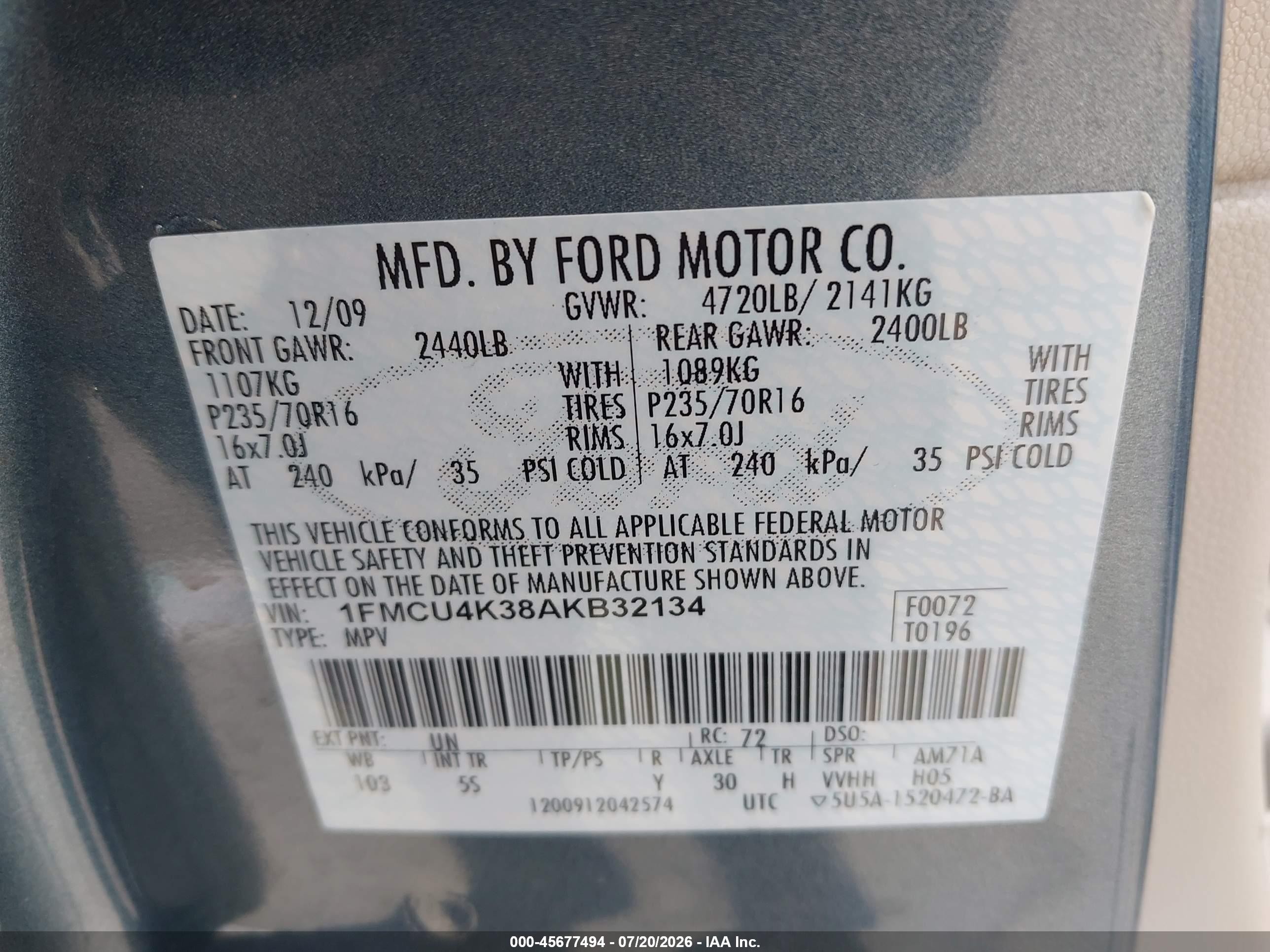 2010 Ford Escape Hybrid Limited Зеленый vin: 1FMCU4K38AKB32134