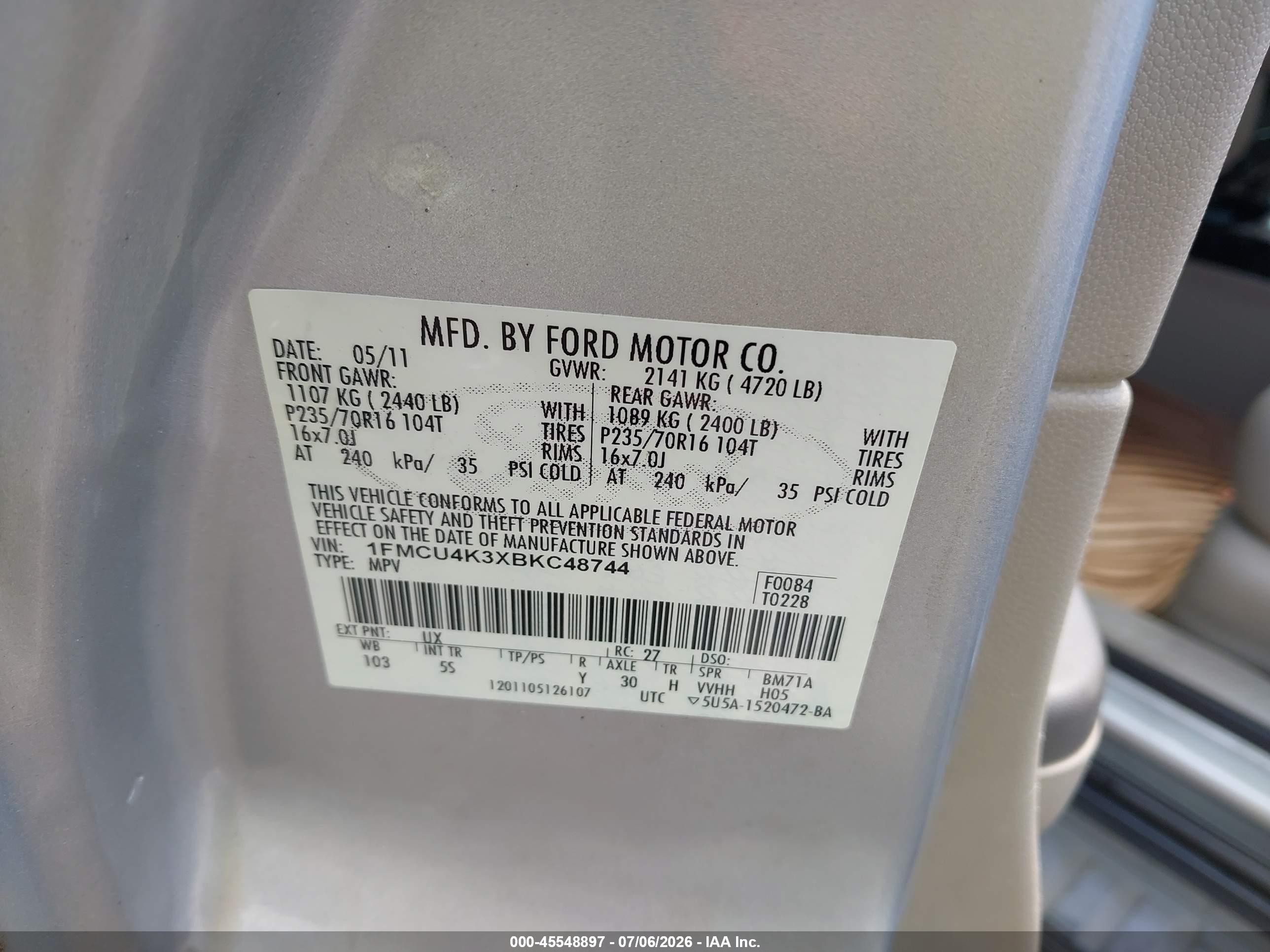 2011 Ford Escape Hybrid Limited Silver vin: 1FMCU4K3XBKC48744