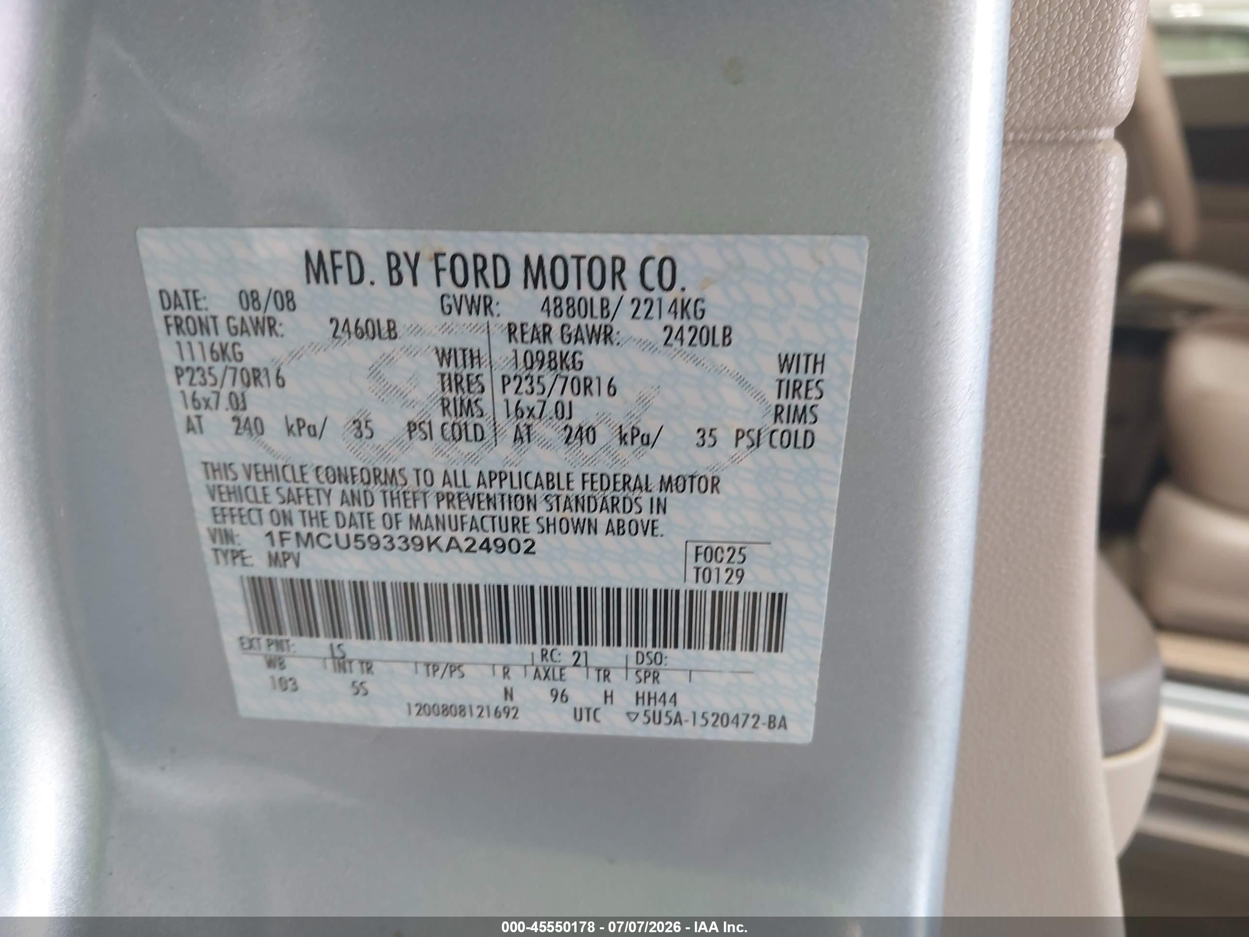 2009 Ford Escape Hybrid Limited Синий vin: 1FMCU59339KA24902