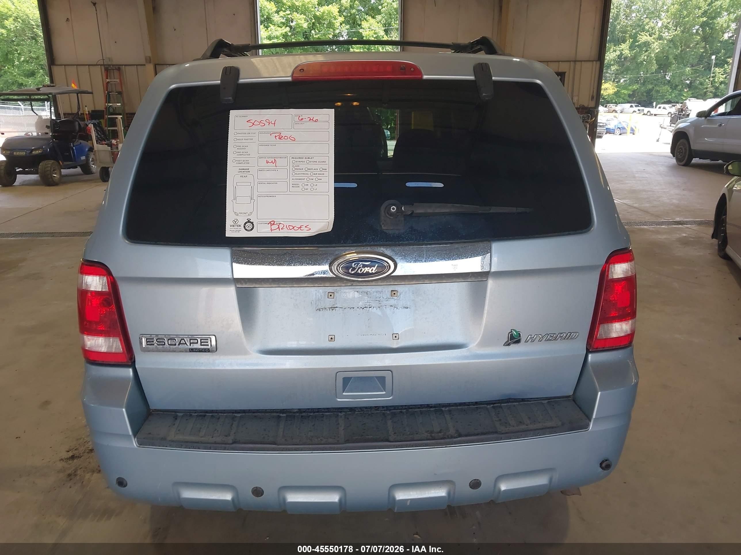 2009 Ford Escape Hybrid Limited Синий vin: 1FMCU59339KA24902