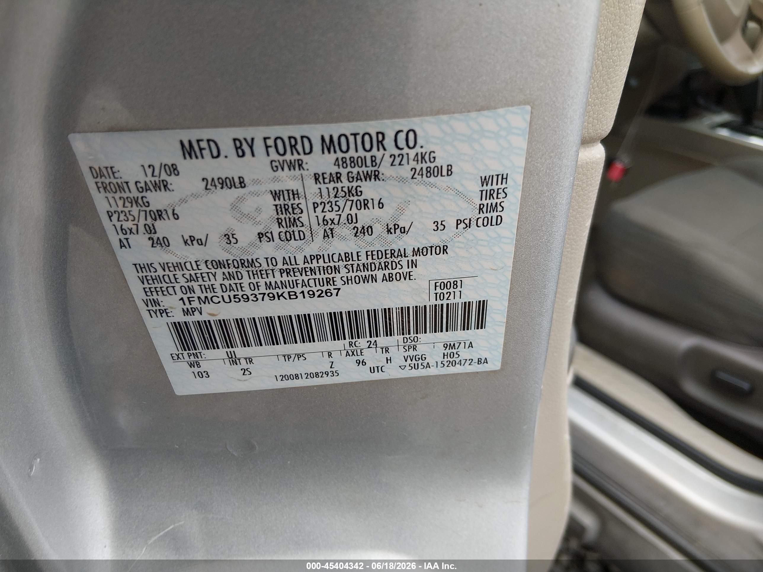2009 Ford Escape Hybrid Limited Silver vin: 1FMCU59379KB19267