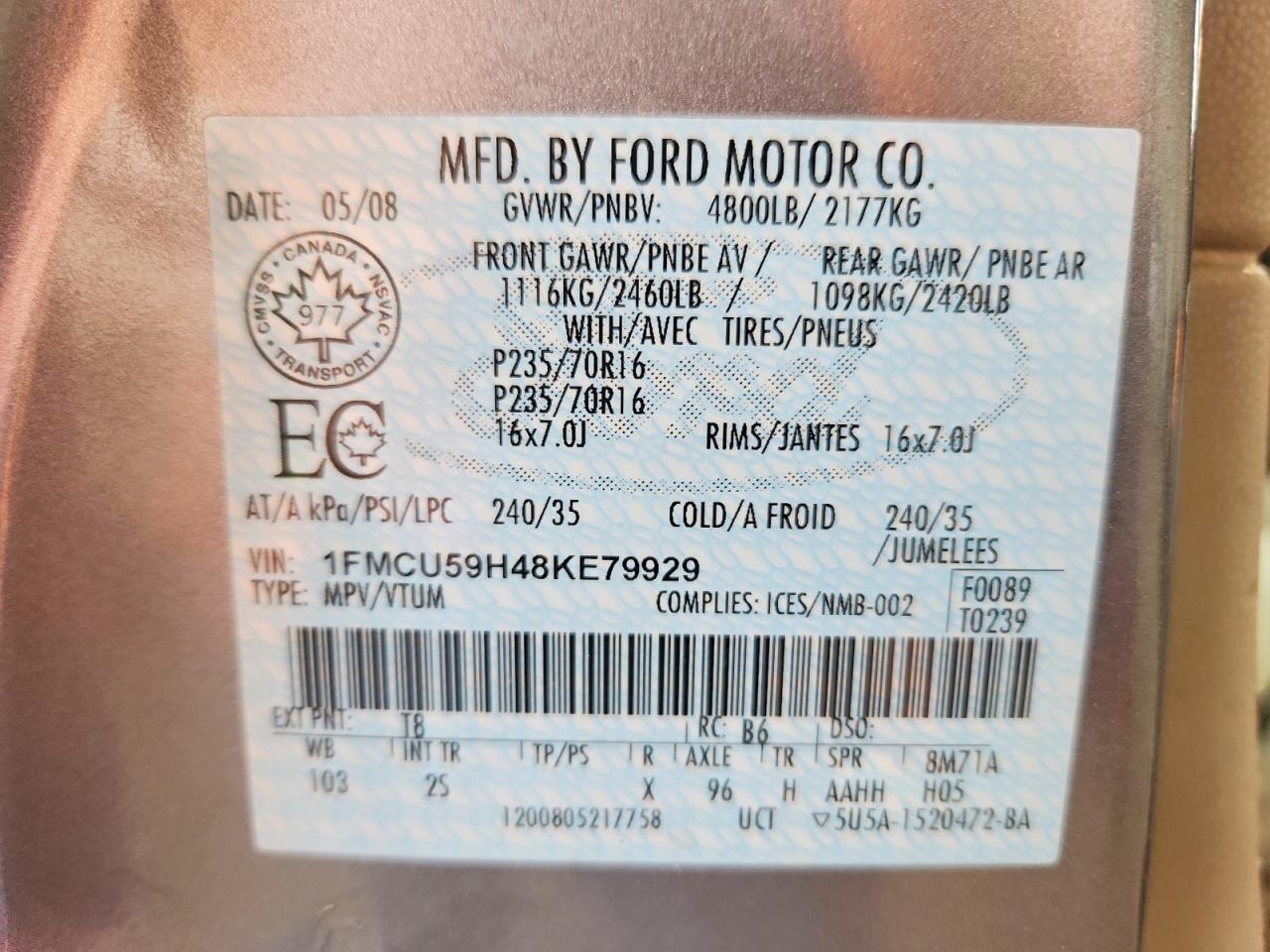 2008 Ford Escape Hev Gray vin: 1FMCU59H48KE79929