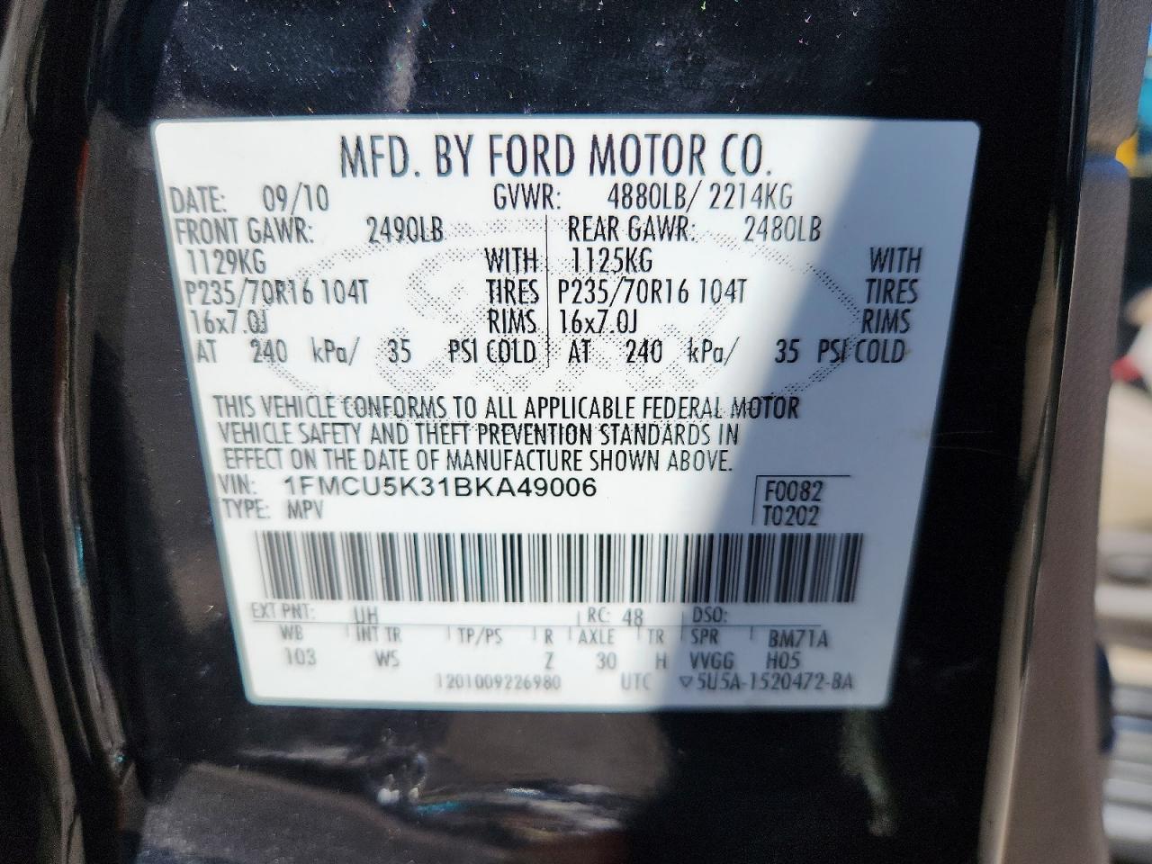 2011 Ford Escape Hybrid Black vin: 1FMCU5K31BKA49006