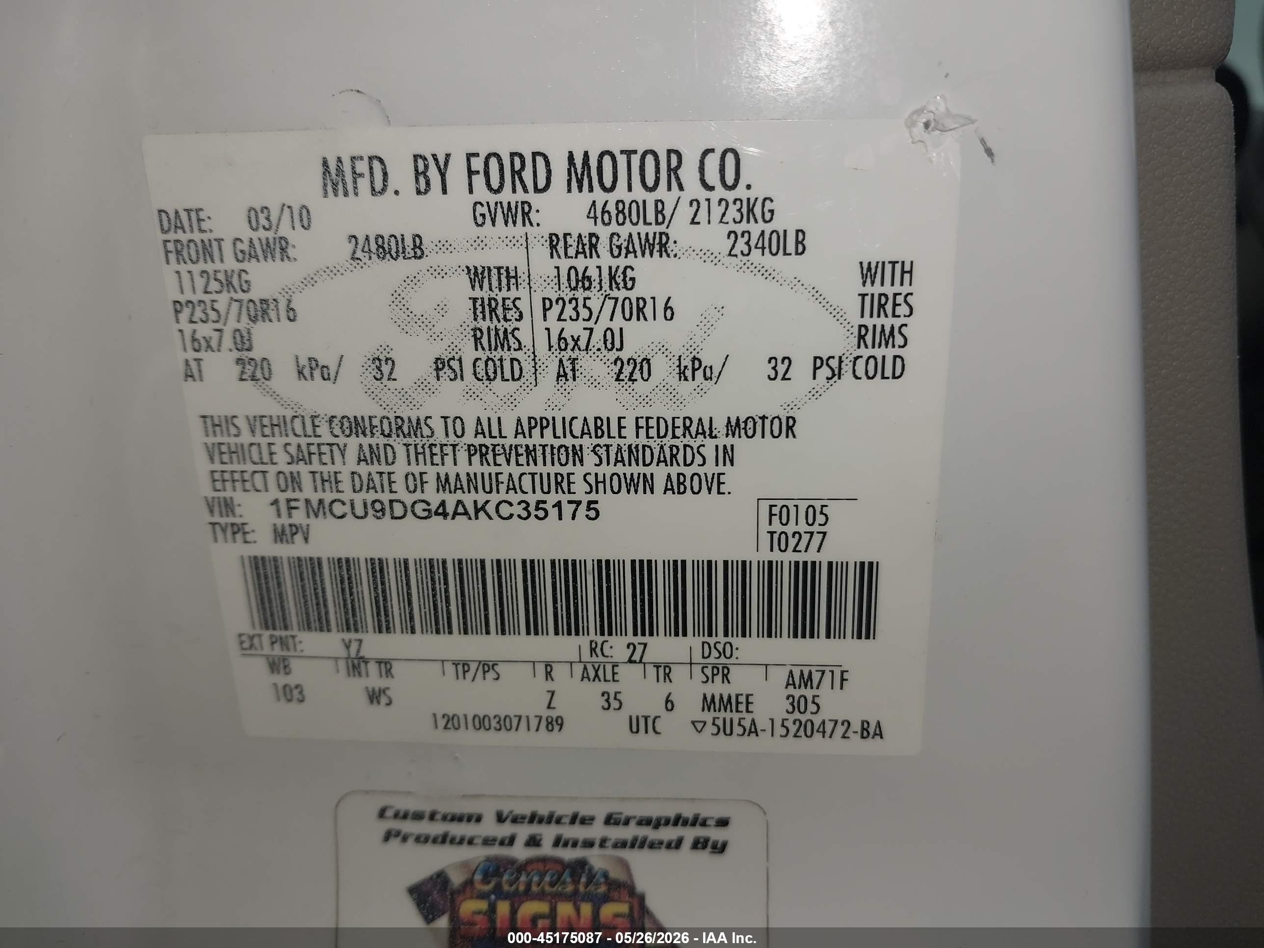 2010 Ford Escape Hybrid Limited White vin: 1FMCU5K32AKC79636