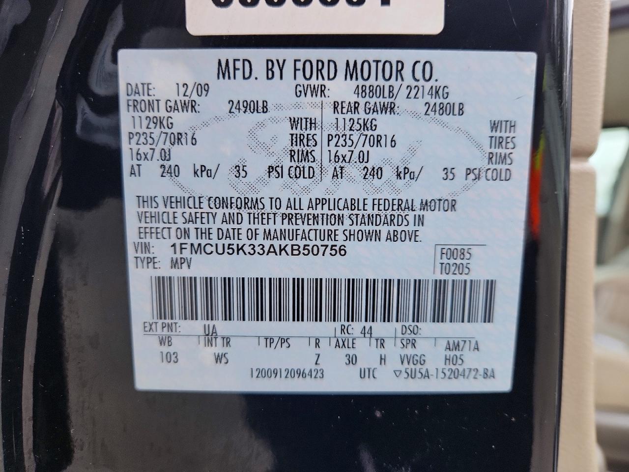 2010 Ford Escape Hybrid Black vin: 1FMCU5K33AKB50756