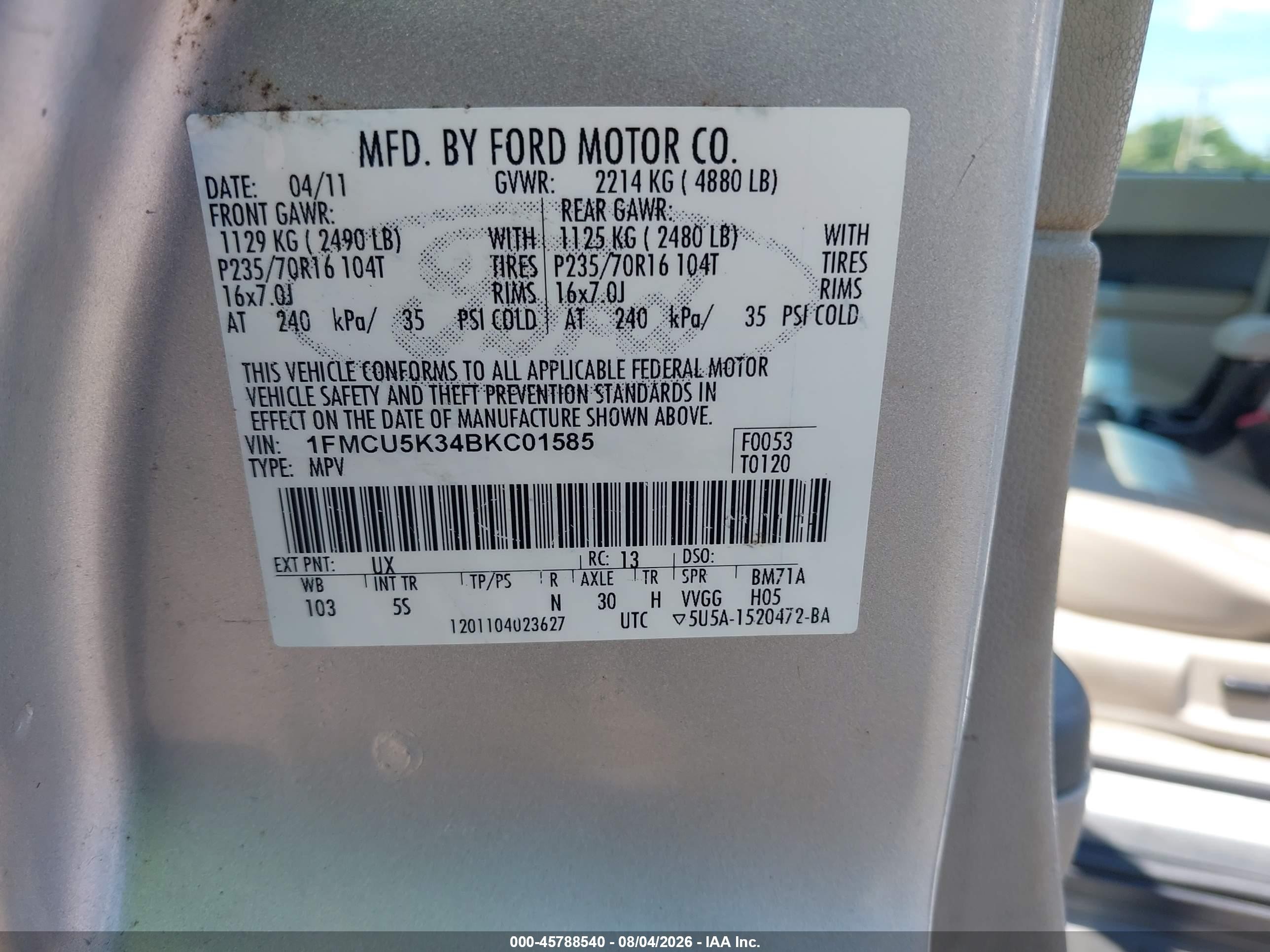 2011 Ford Escape Hybrid Limited Серебряный vin: 1FMCU5K34BKC01585