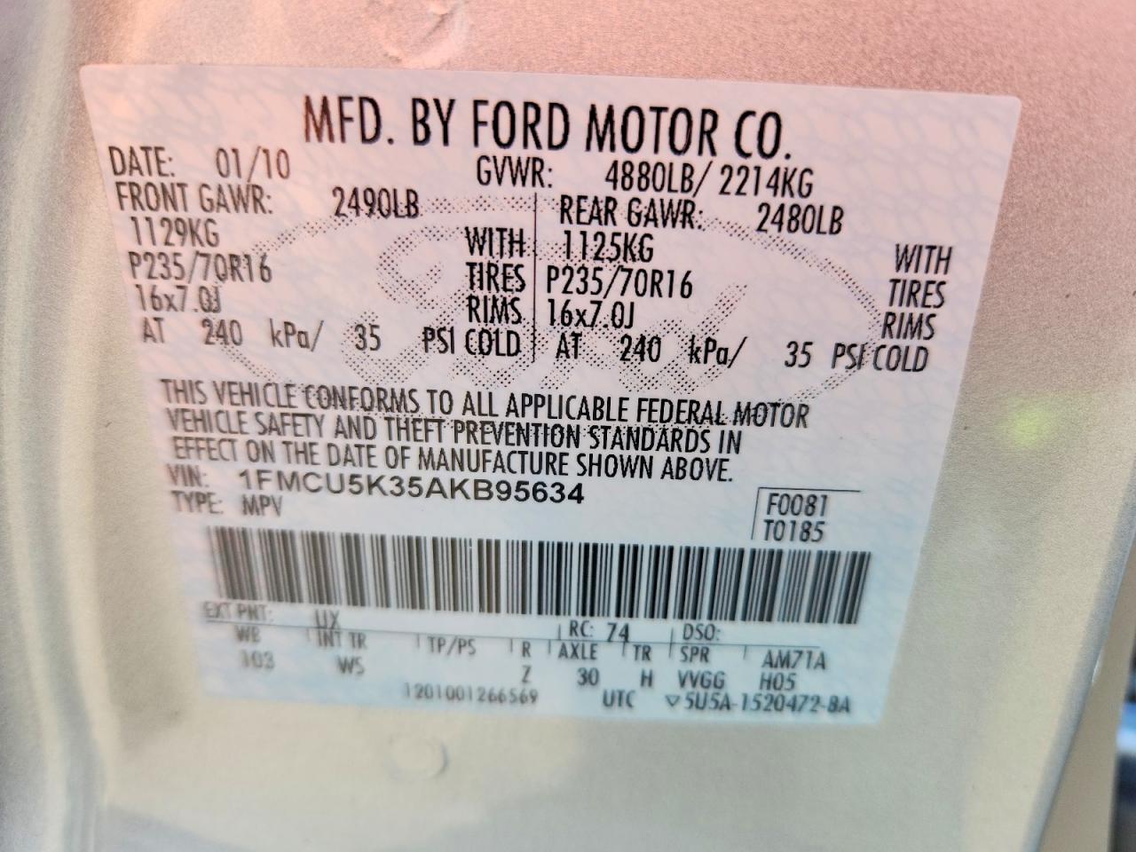 2010 Ford Escape Hybrid Silver vin: 1FMCU5K35AKB95634